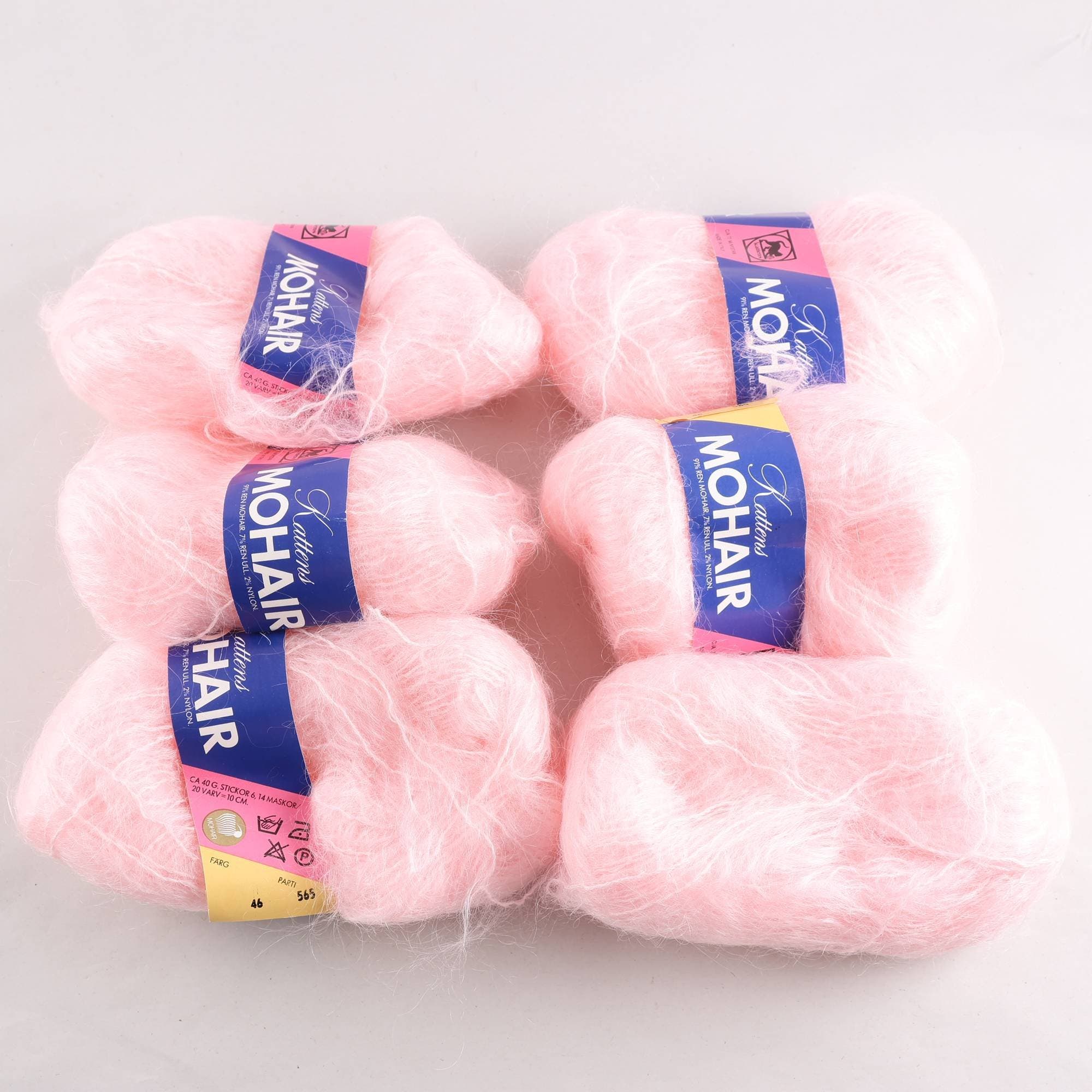 Garn, Kattens, Mohair, rosa, 91% mohair, 40 gr.