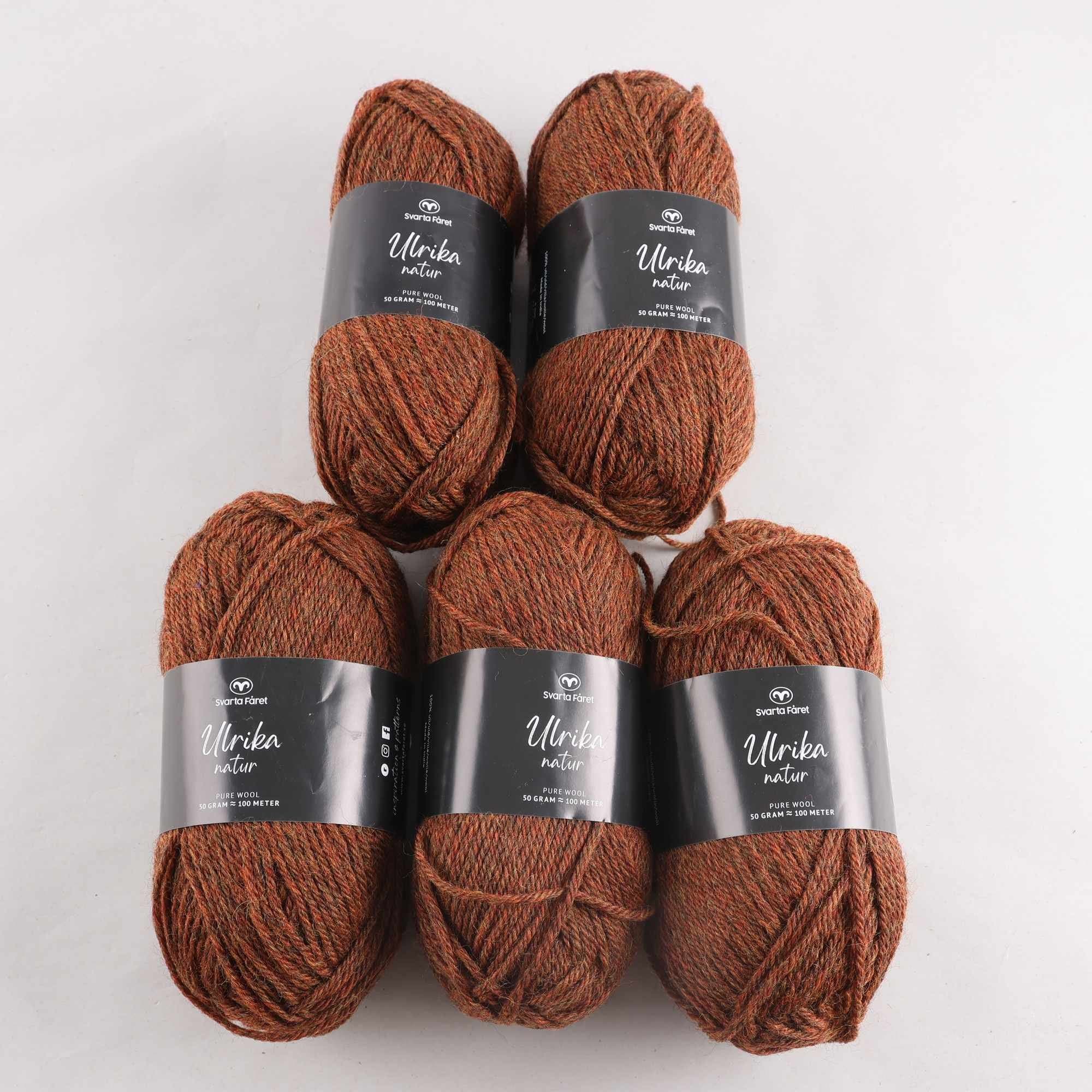 Garn, Svarta Fåret, Ulrika, brun, 100% ull, 50 gr.