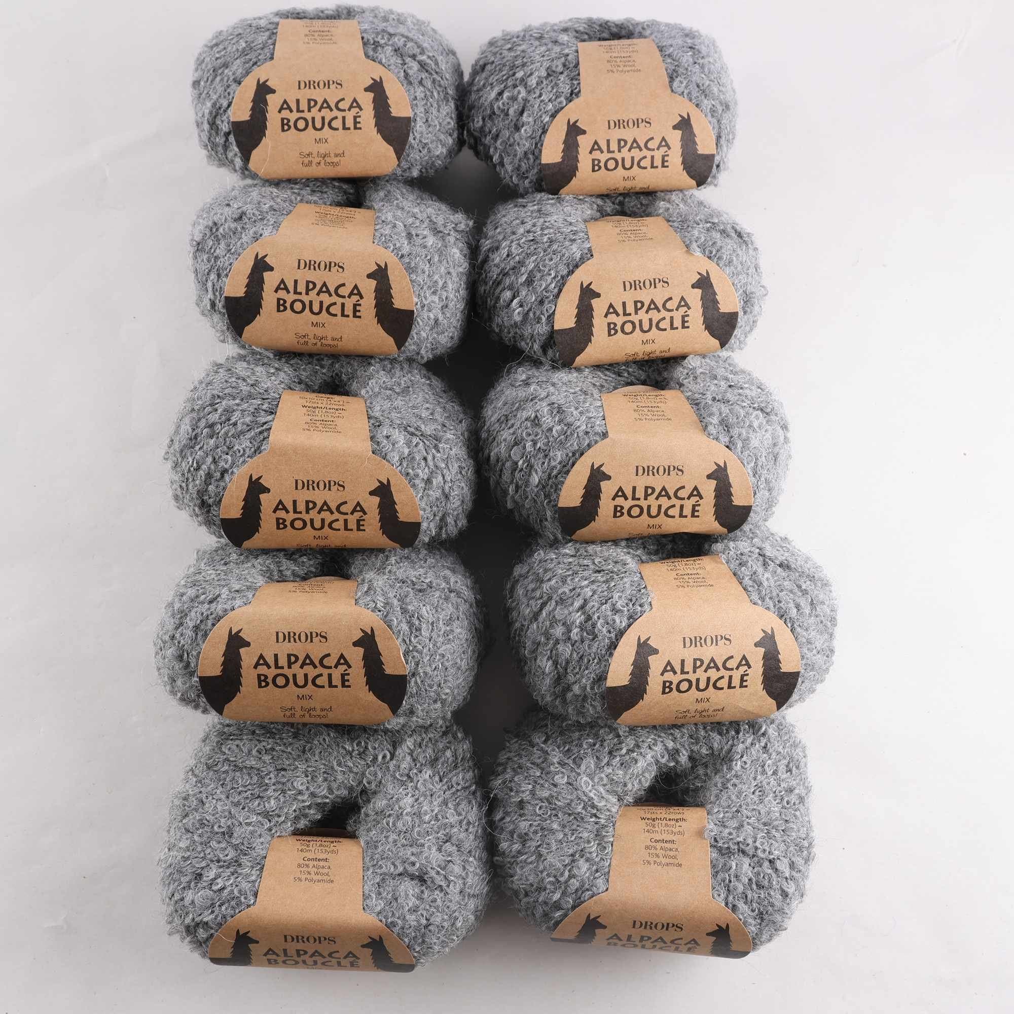 Garn, Drops, Alpaca Boucle, grå, ull, alpaca, 50gr.