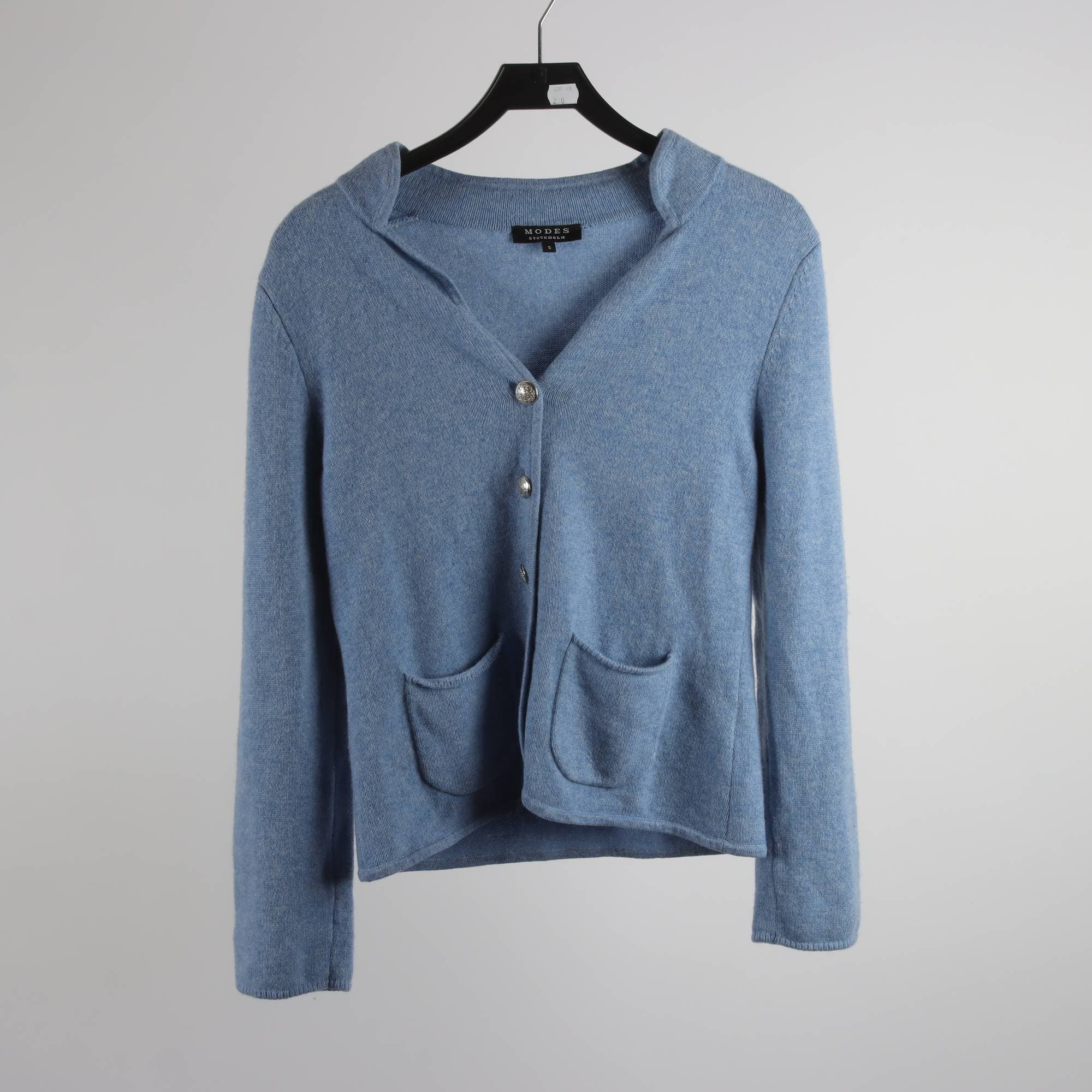 Kofta, Modes Stockholm, blå, 100% cashmere, stl. S