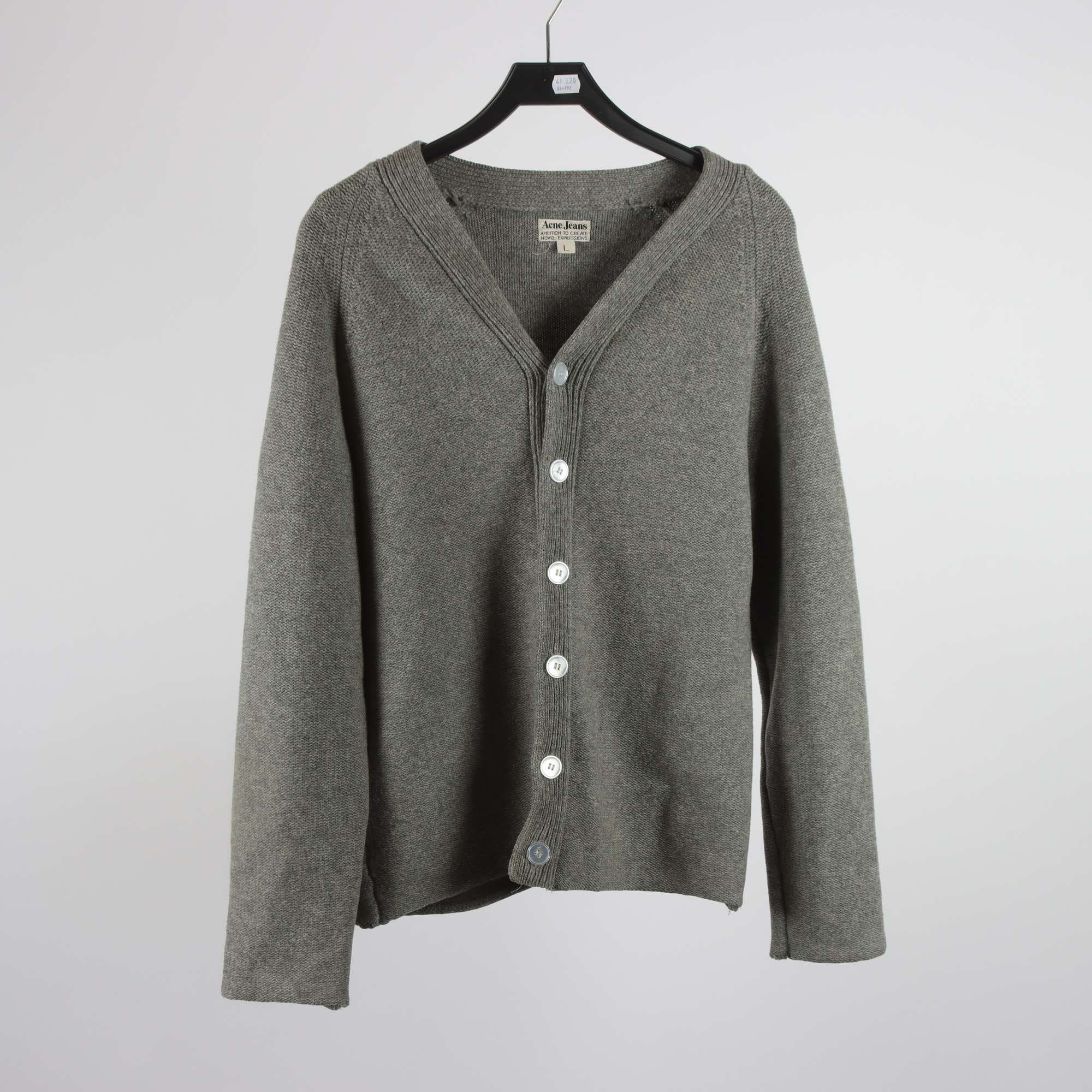 Stickad kofta, Acne Jeans, 100% lammull, stl. L