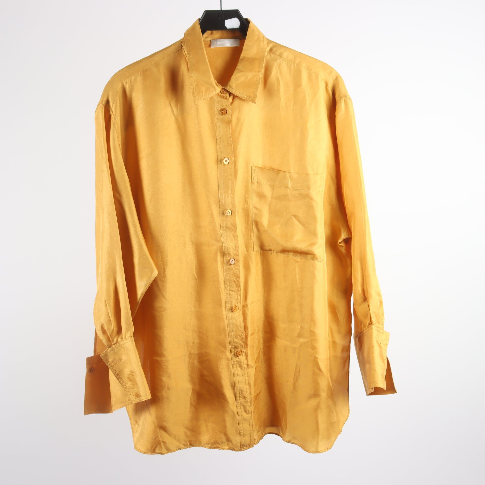 Blus, Carin Wester, senapsgul, 100% silke, stl. 38.