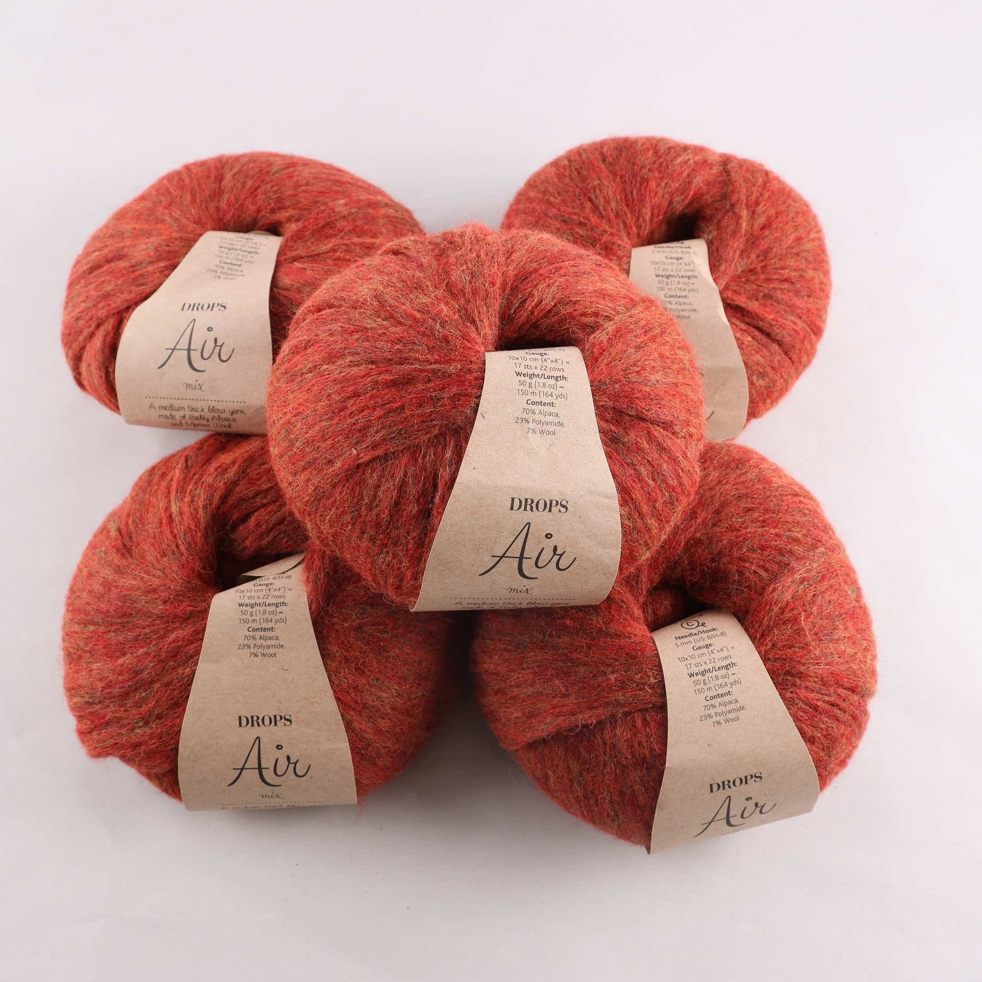 Garn, Drops, Air, roströd, ull, alpaca, 50 gr.