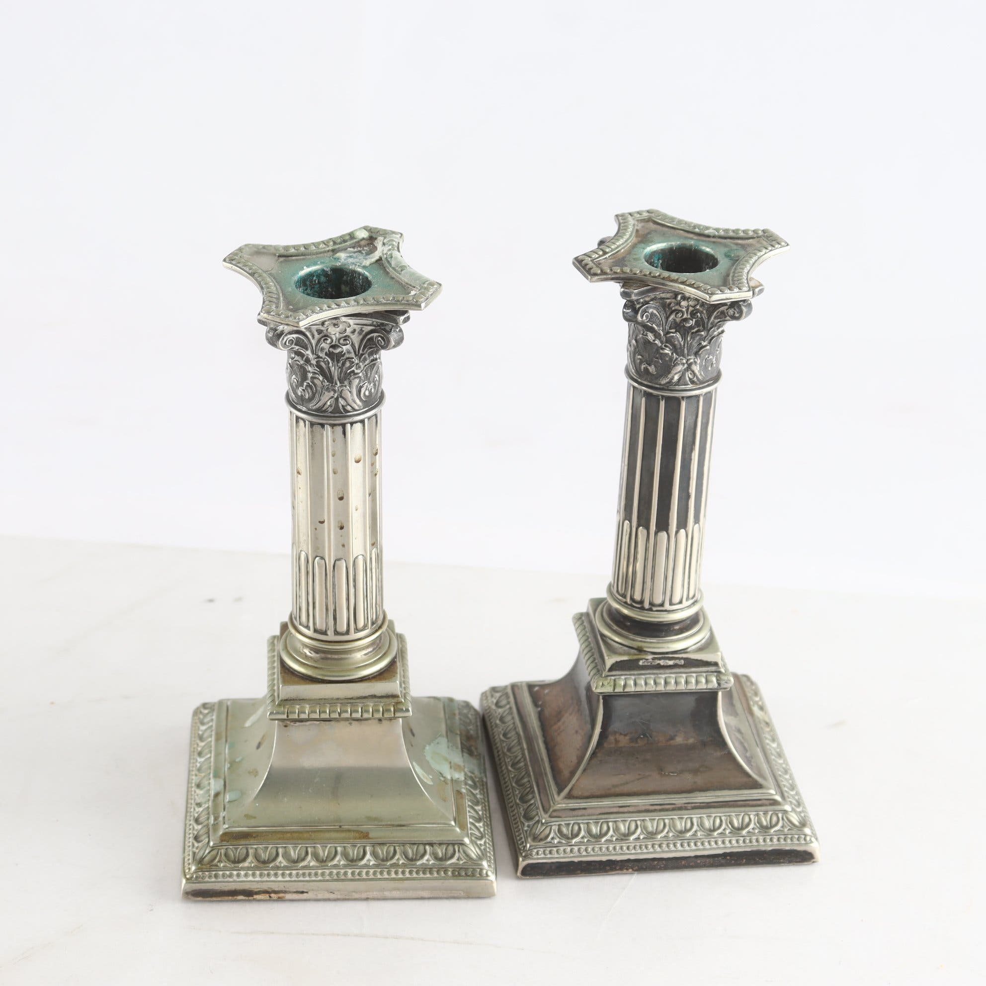 Kolonnljusstakar, ett par, nysilver, WMF, Tyskland, 1880-1903