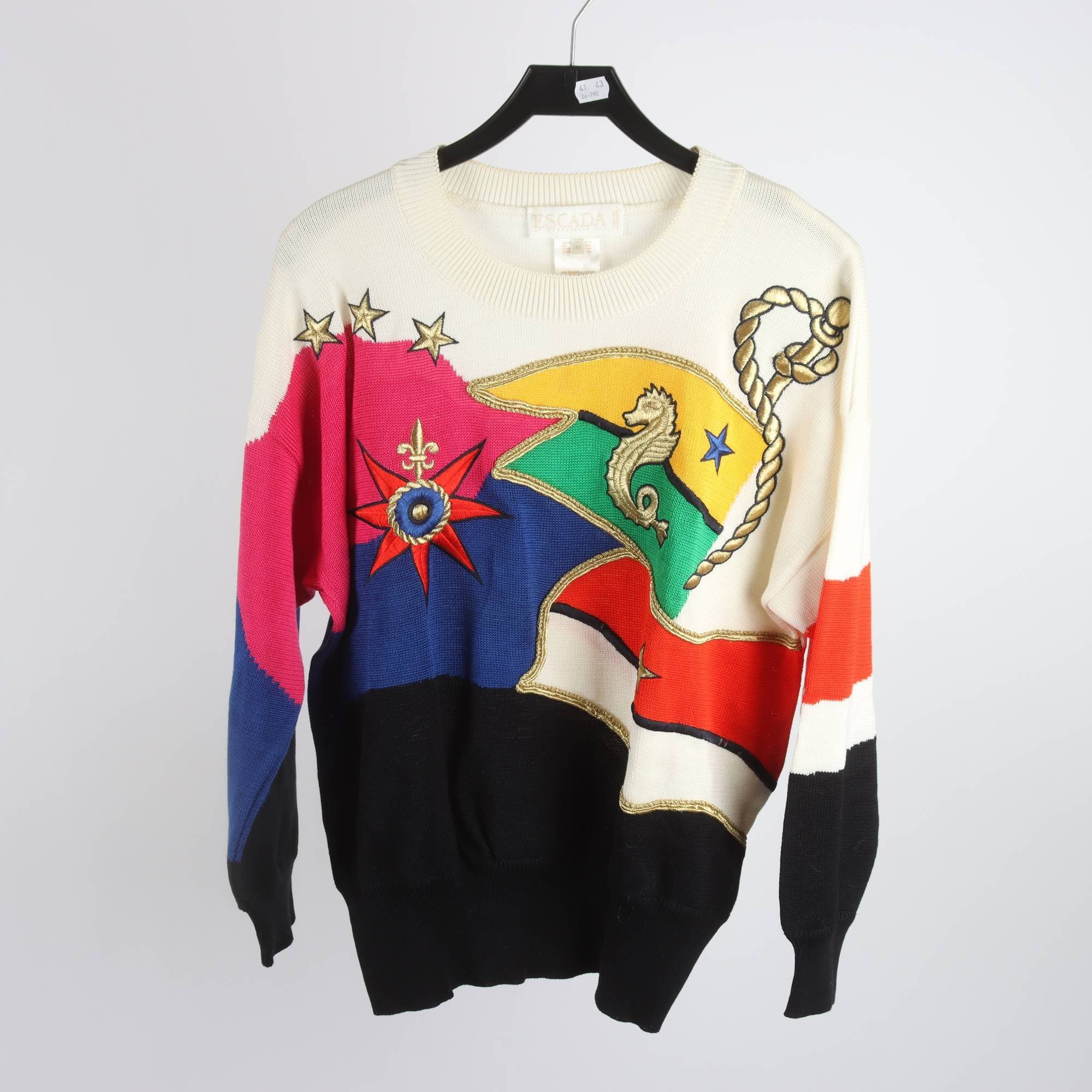 Stickad tröja, Escada by Margaretha Ley, vintage, stl. 42
