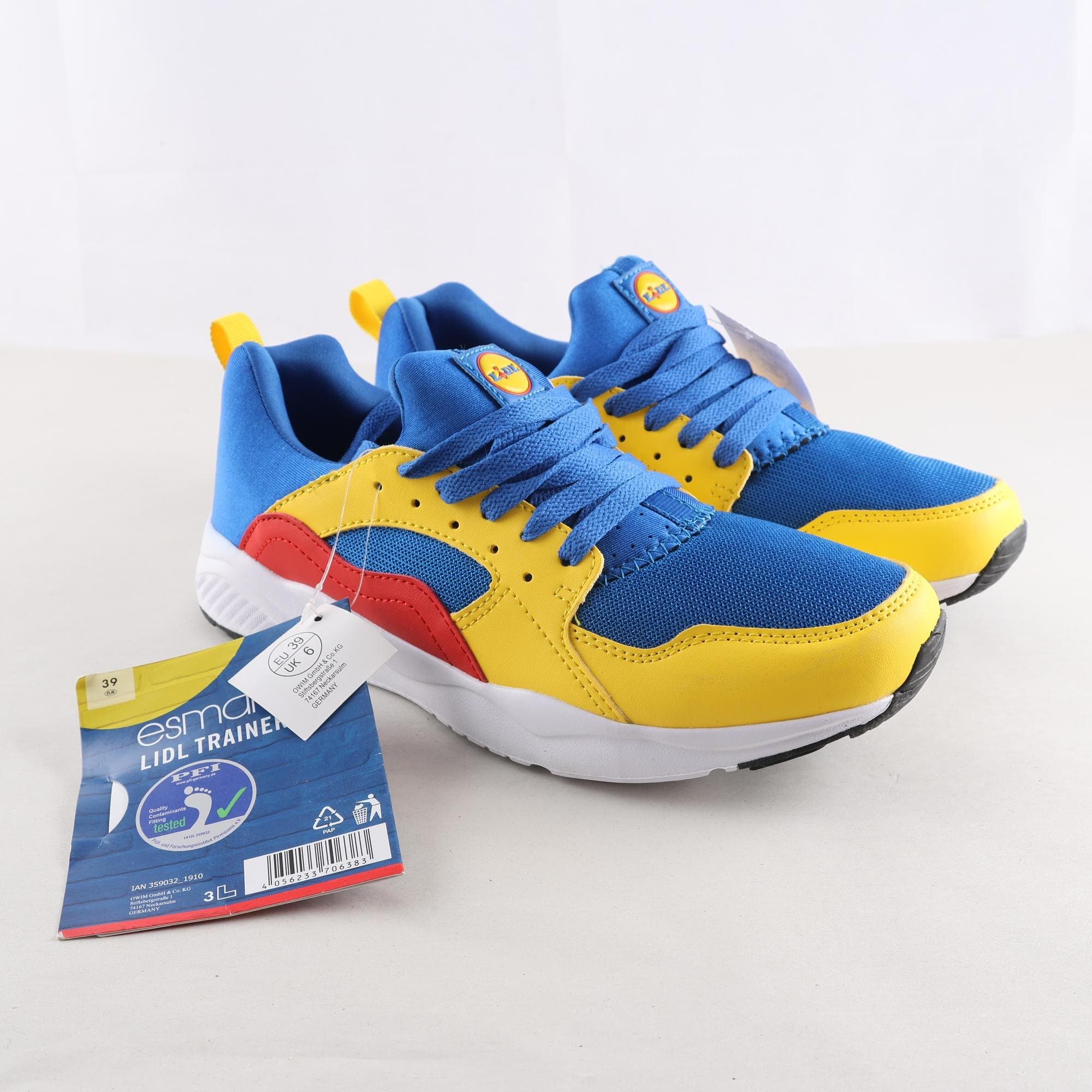 Sneakers, Esmara, Lidl, blå, gul, stl. 39.