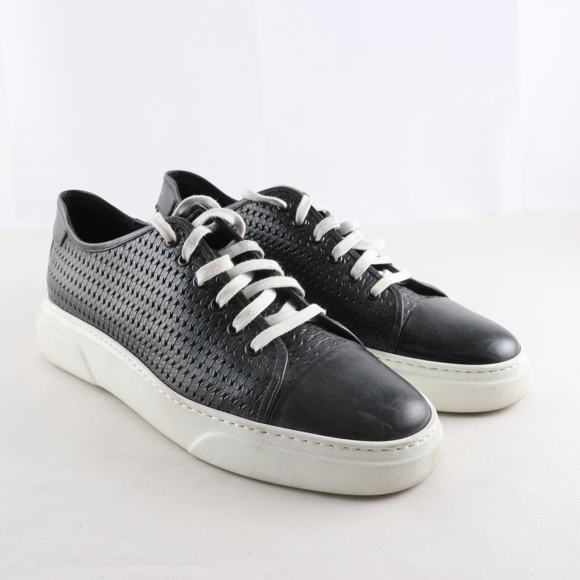 Sneakers, Sand, svart, skinn, stl. 43.
