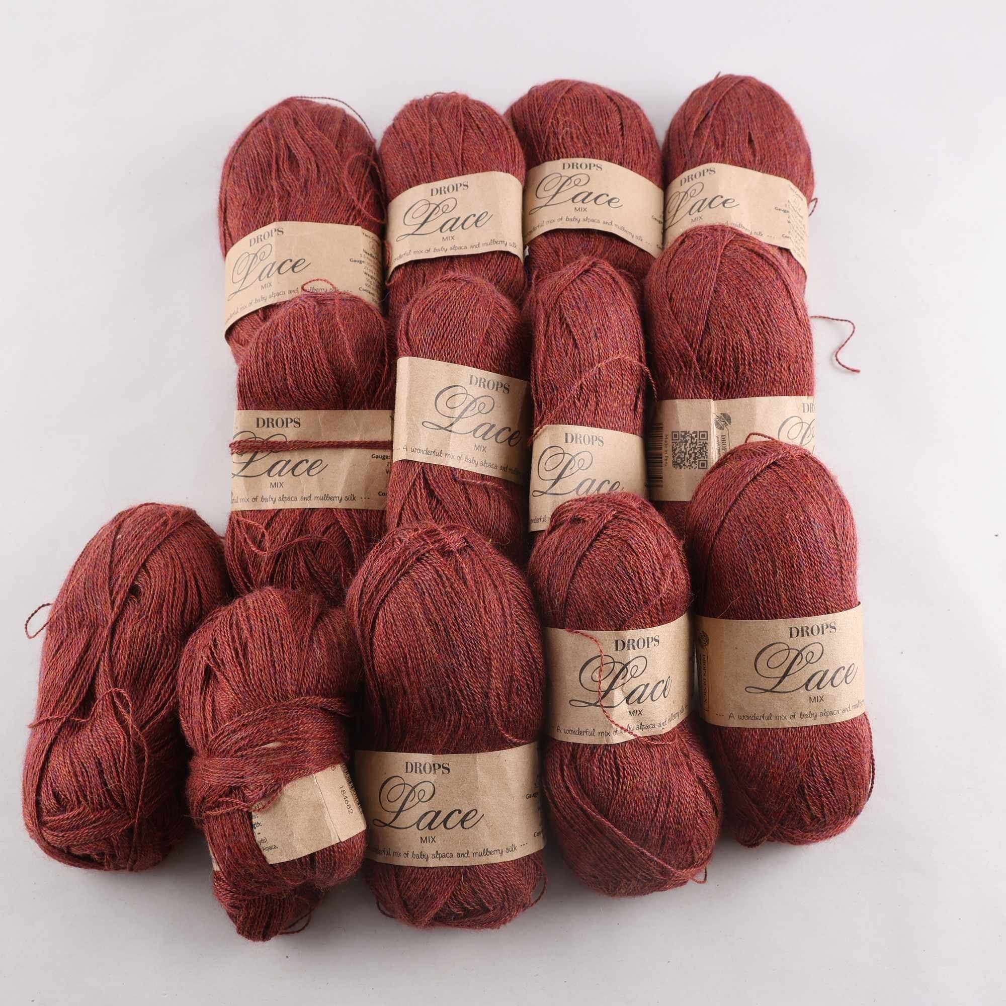 Garn, Drops, roströd, alpaca, silke, 50 gr.