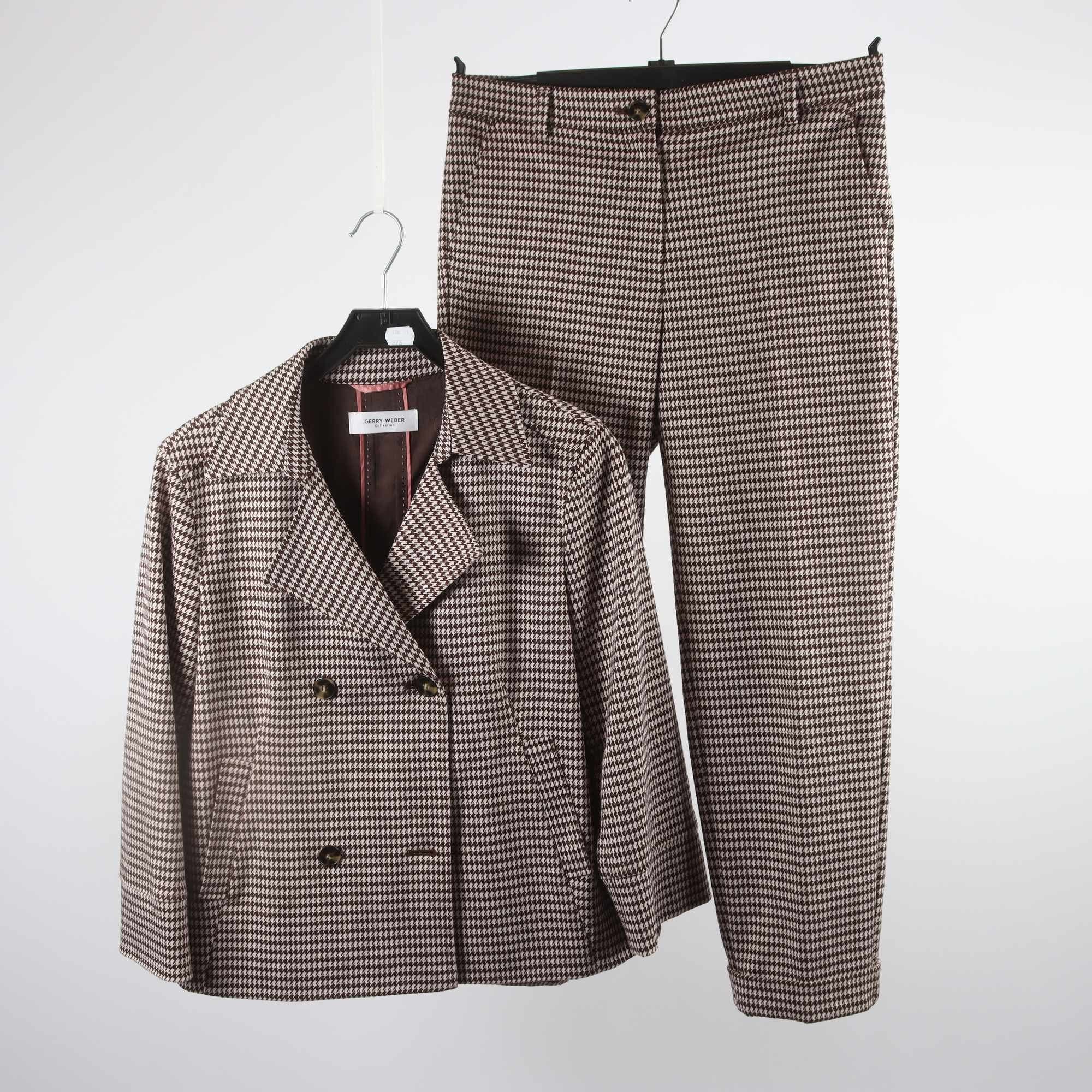 Kostym, Gerry Weber, vit, beige, hundtandsmönstrer, stl. 36.