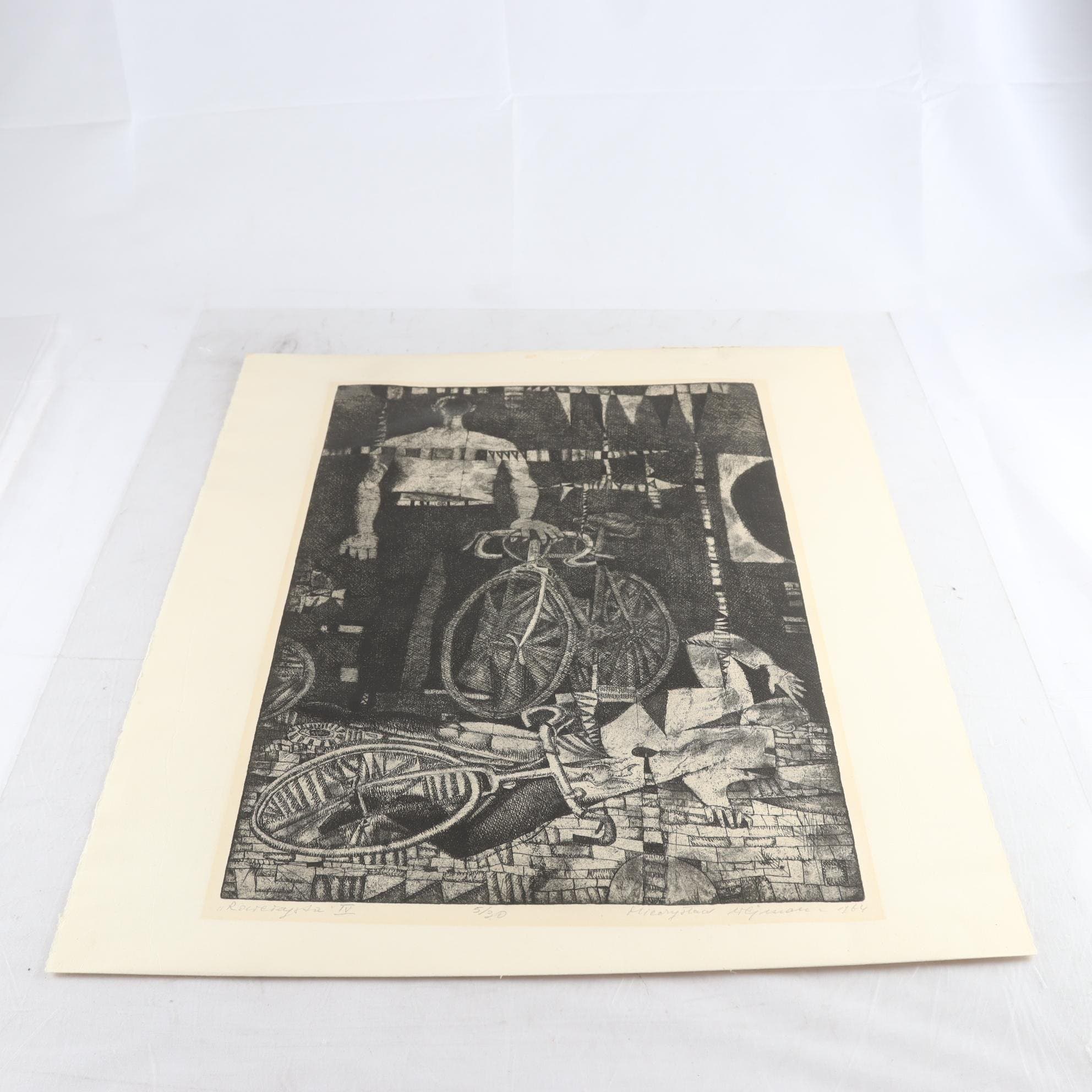 Etsning, Cyklist IV, Mieczyslaw Wejman, Polen, 1964. Samfraktas ej