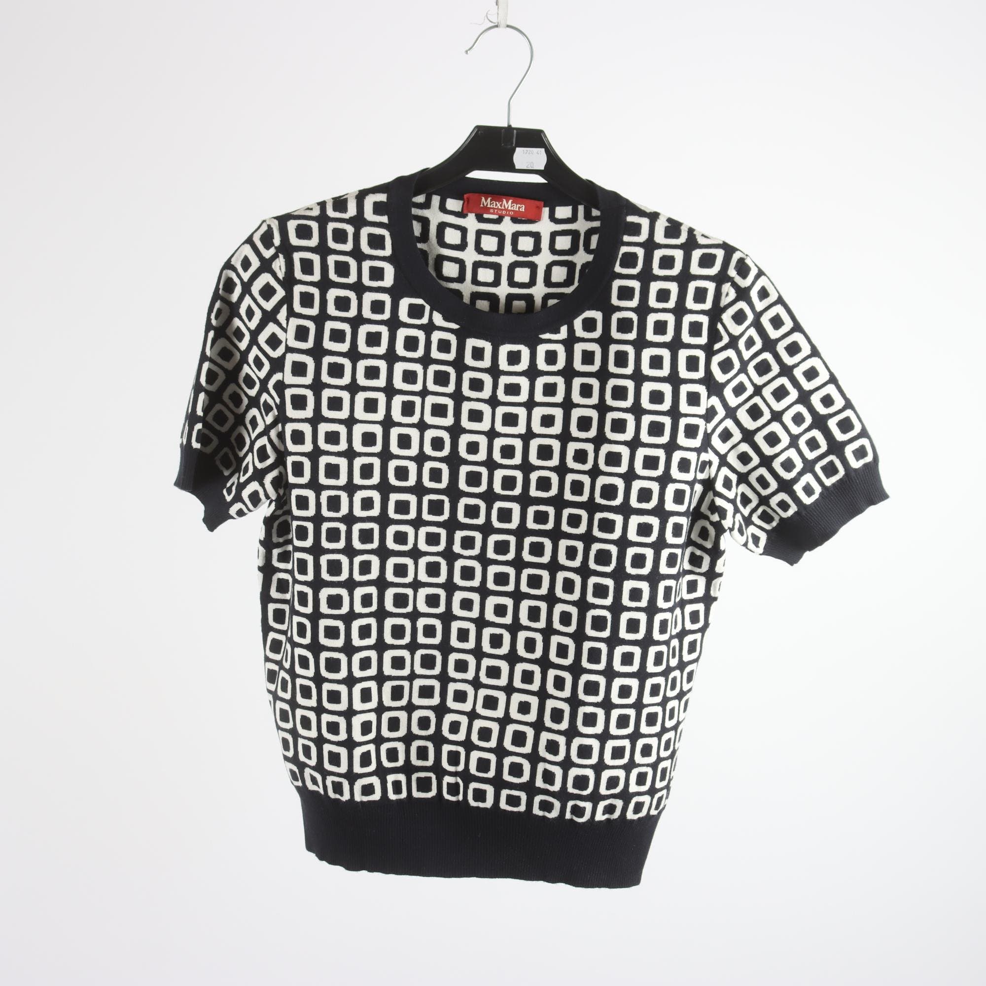 Tröja, MaxMara, vit, svart, mönstrad, stl. ca. XS/S