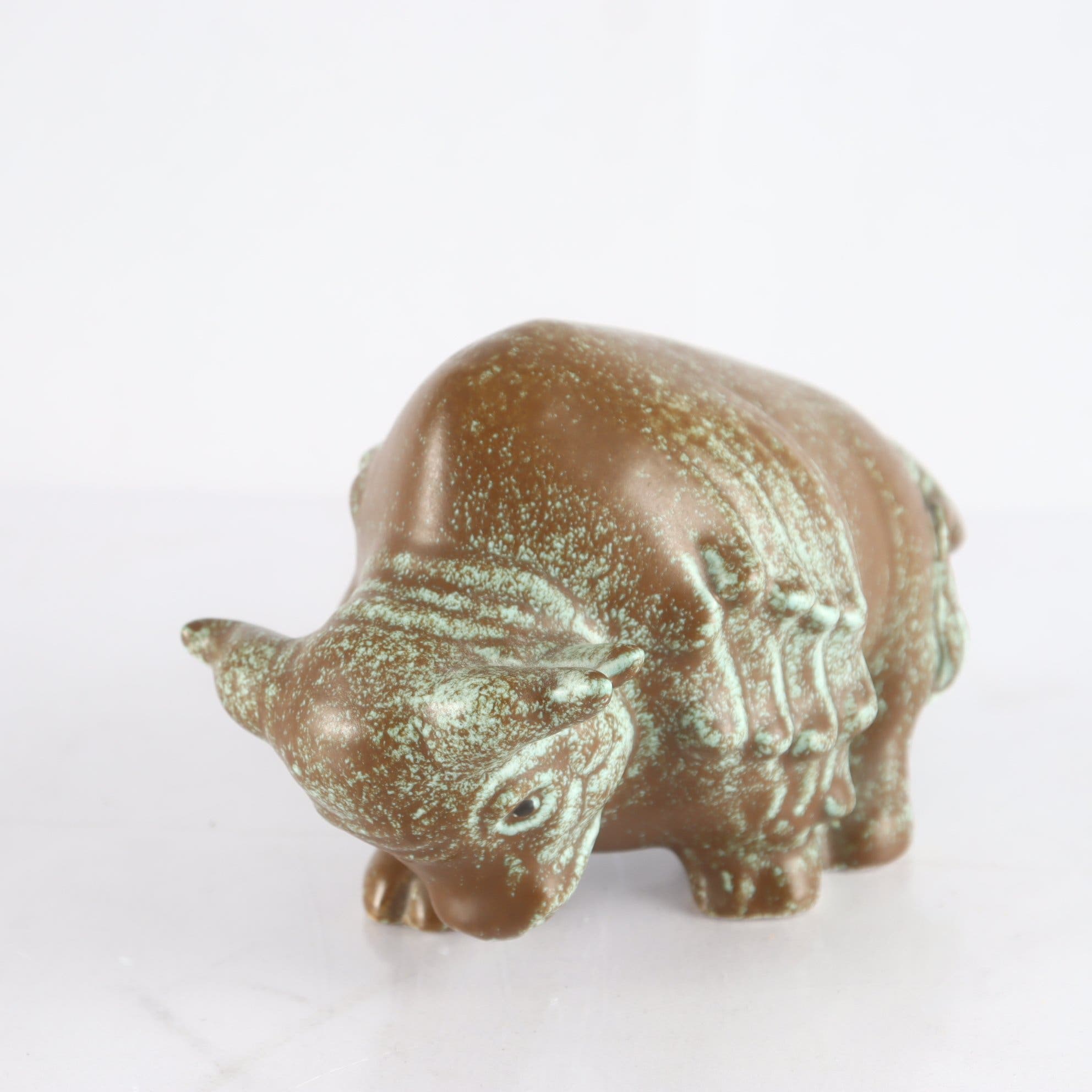 Figurin, bisonoxe, keramik, Folke Jernberg, signerad FEJ