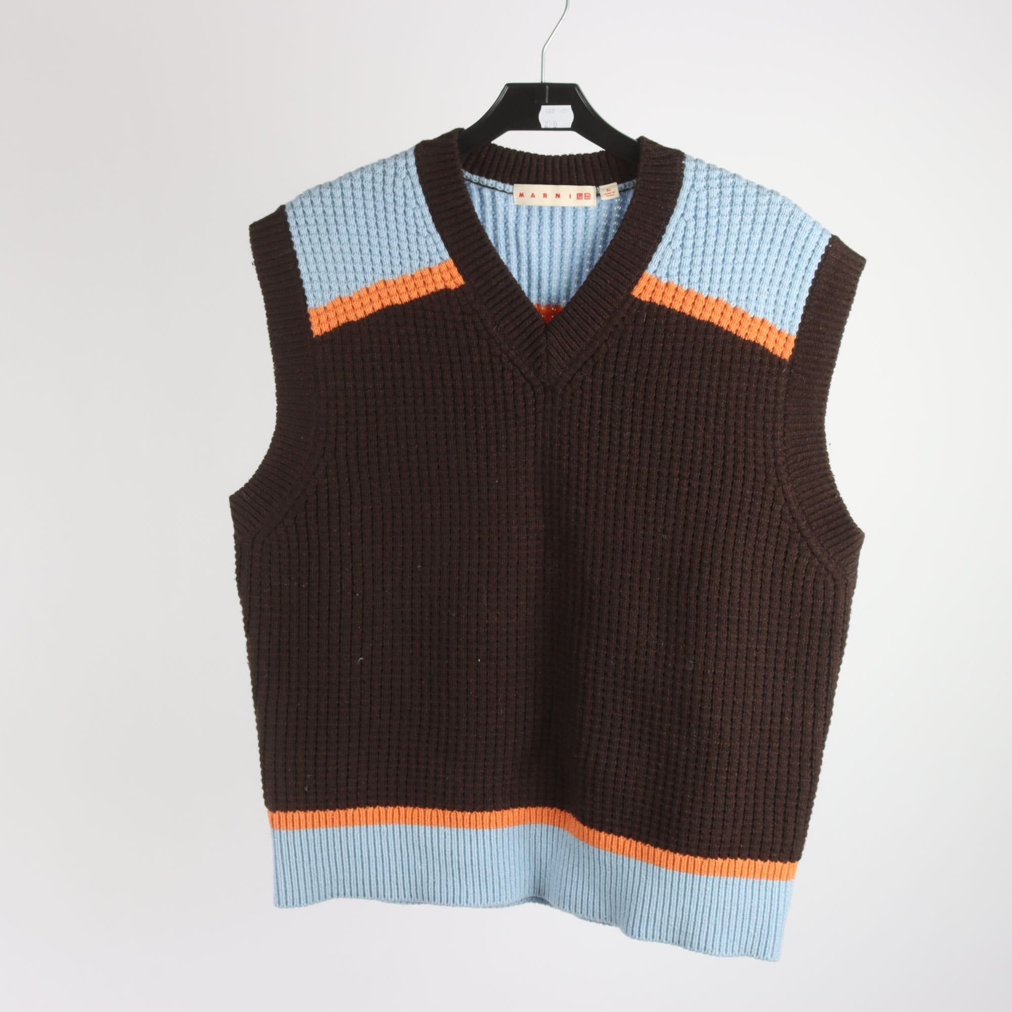 Väst, Marni x Uniqlo, brun, blå, stl. XL.