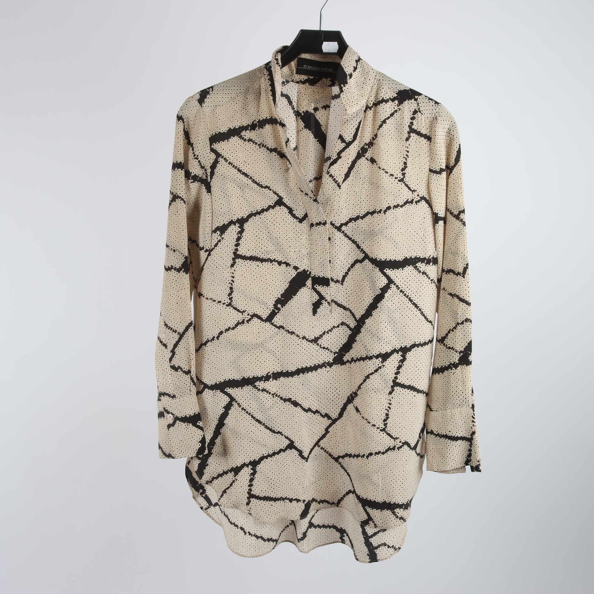 Blus, By Malene Birger, svart, beige, stl. 100% silke, stl. 36.