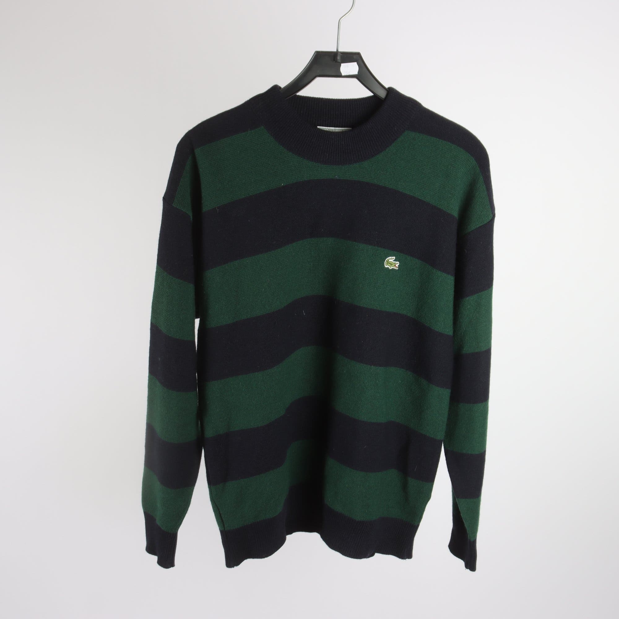 Tröja, Lacoste, grön, blå, randig, ullmix, stl. M.