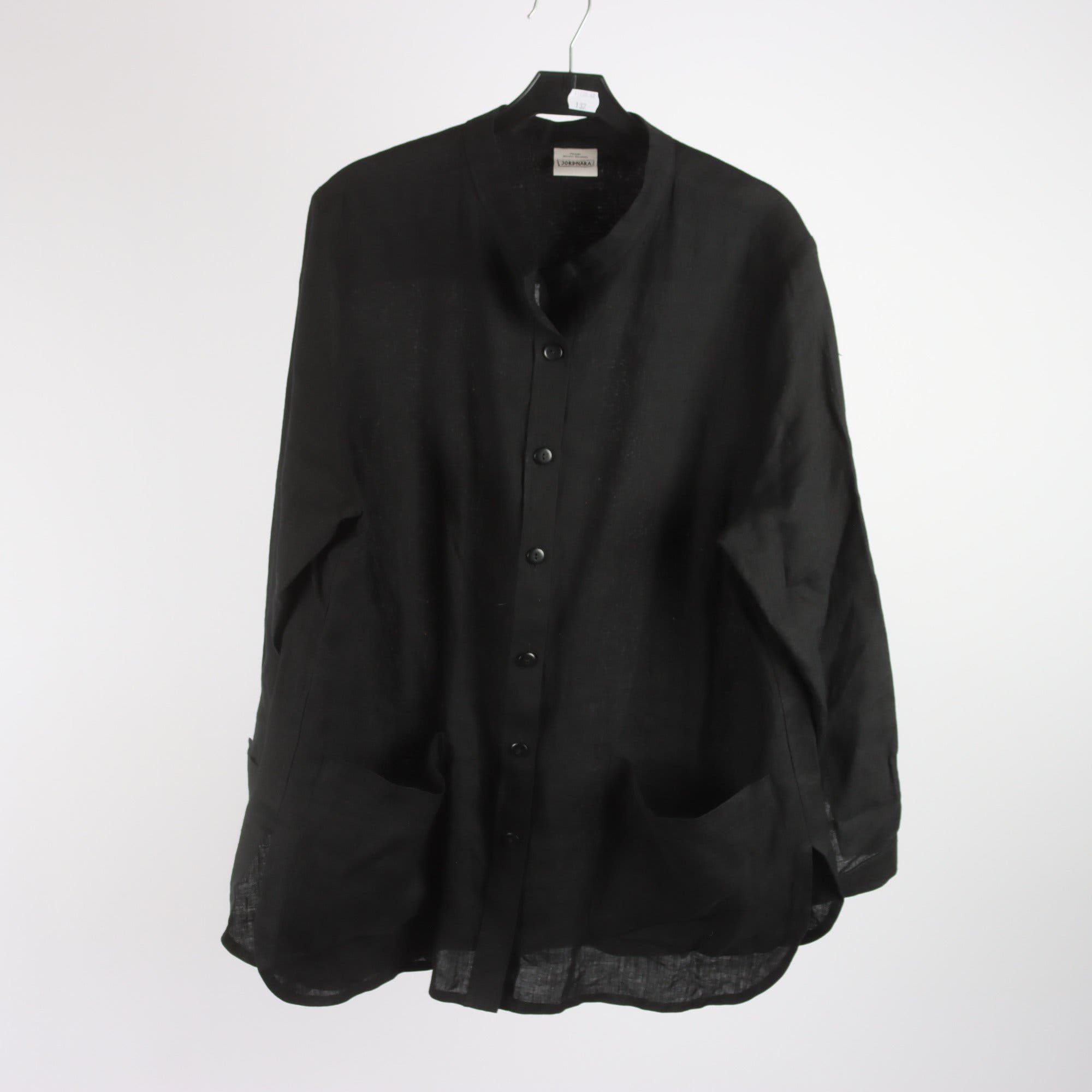 Blus/tunika, Jordnära, svart, 100% linne, stl. M