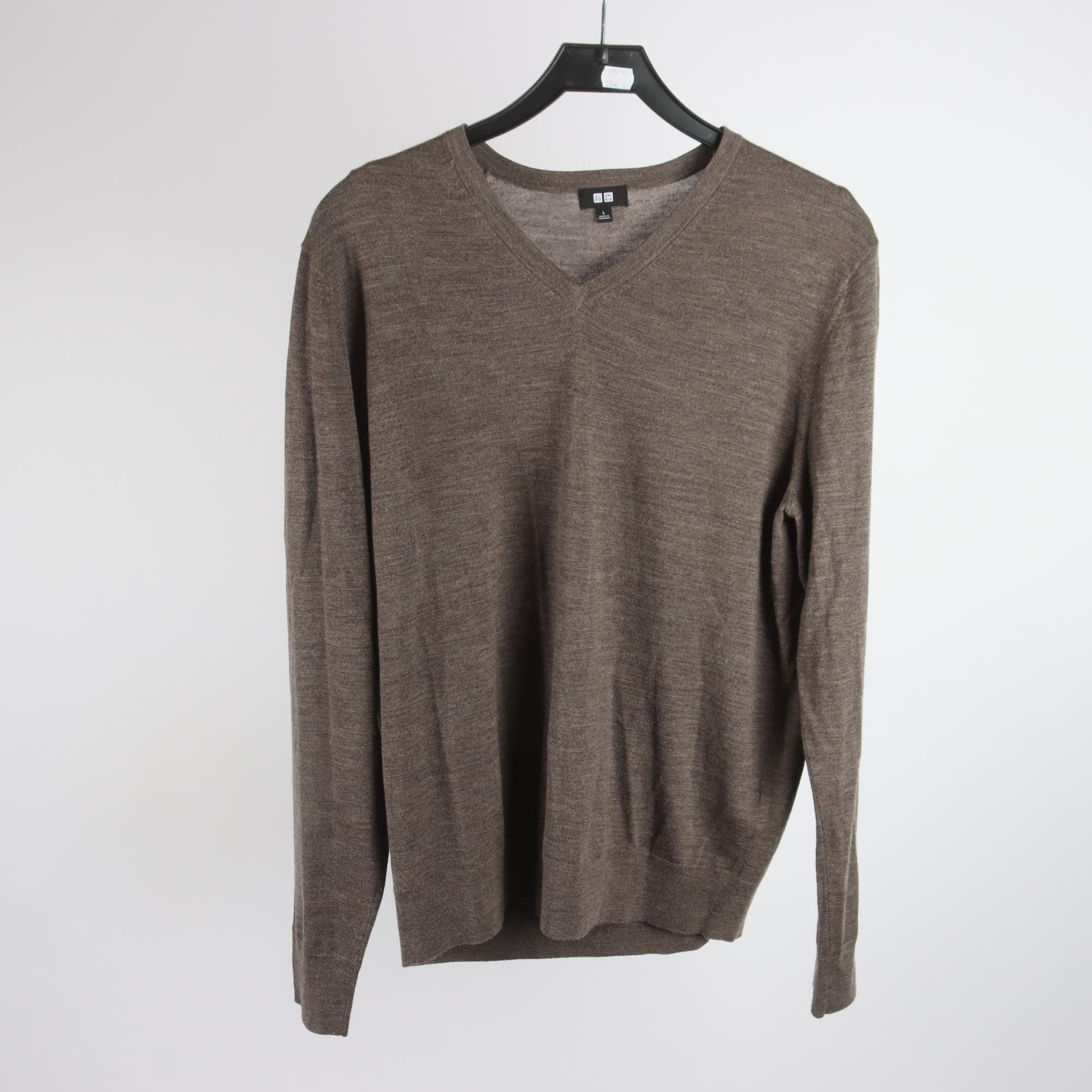 Tröja, Uniqlo, brun, 100% ull, stl. L.