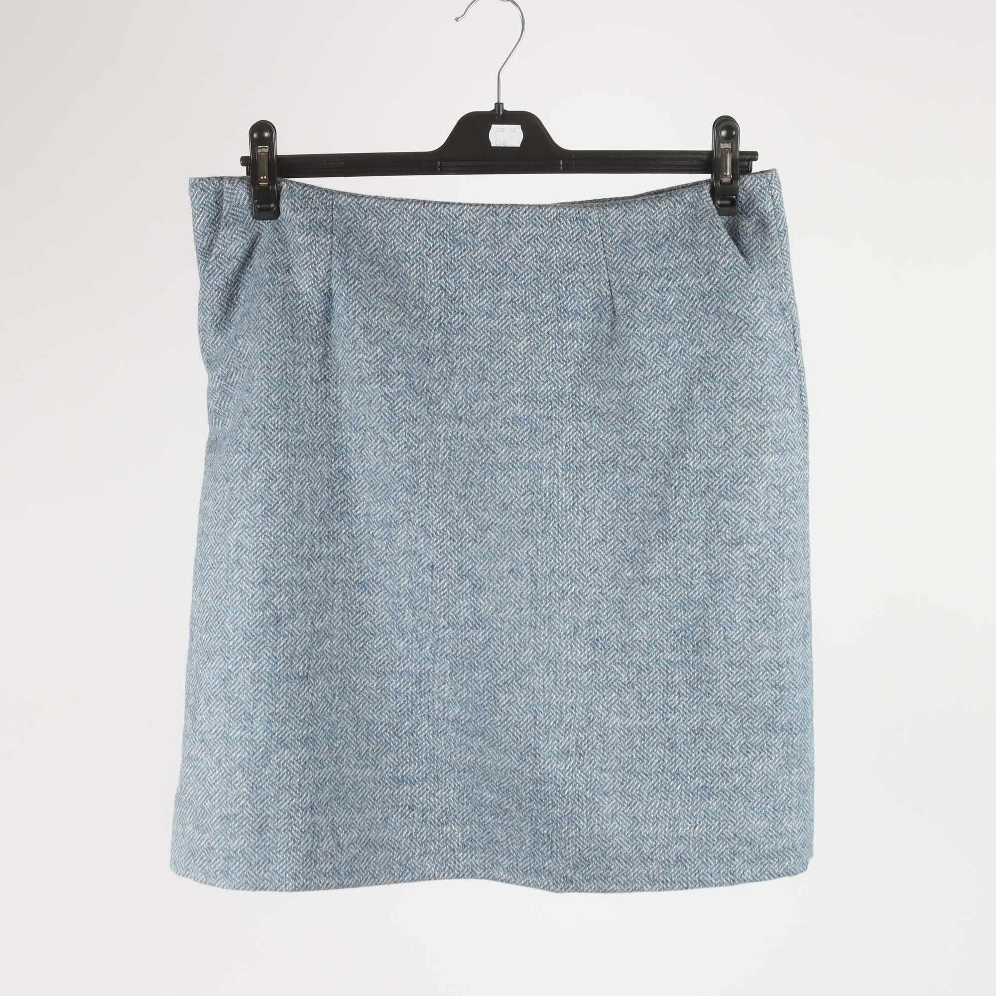 Kjol, Laura Ashley, blå, vit, 100% ull, stl. 40.