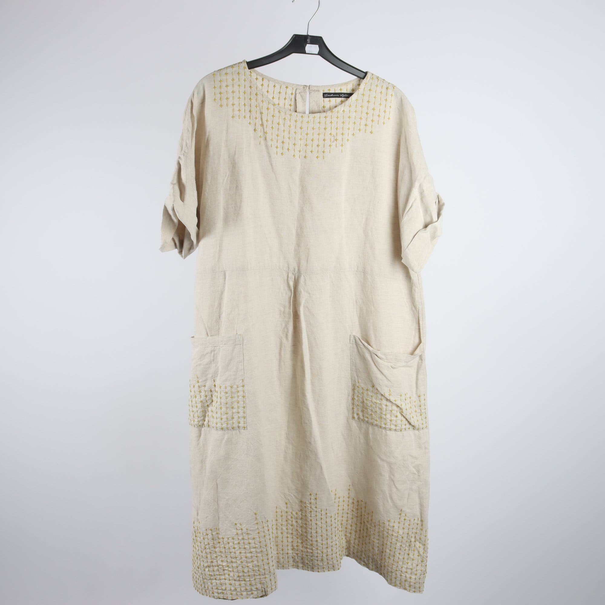 Klänning, Gudrun Sjödén, beige, 40% lin, stl. L.