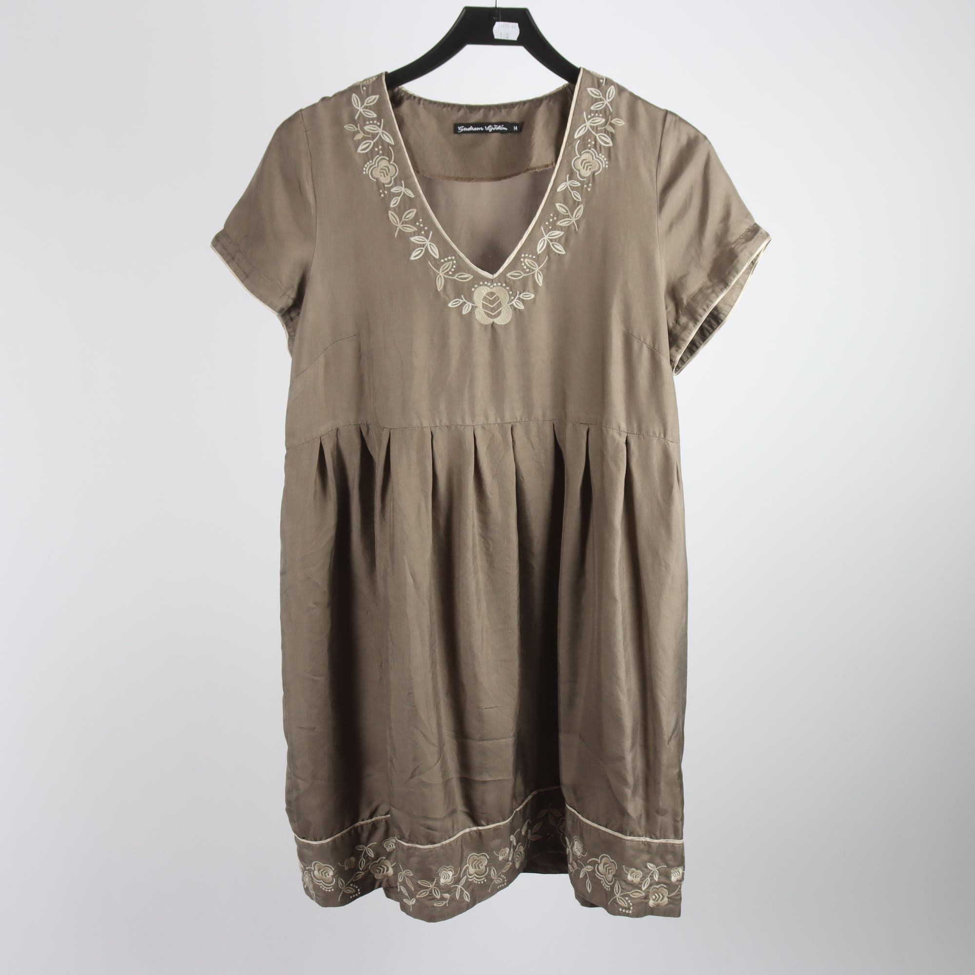 Klänning, Gudrun Sjödén, grå/beige, 100% silke, stl. M