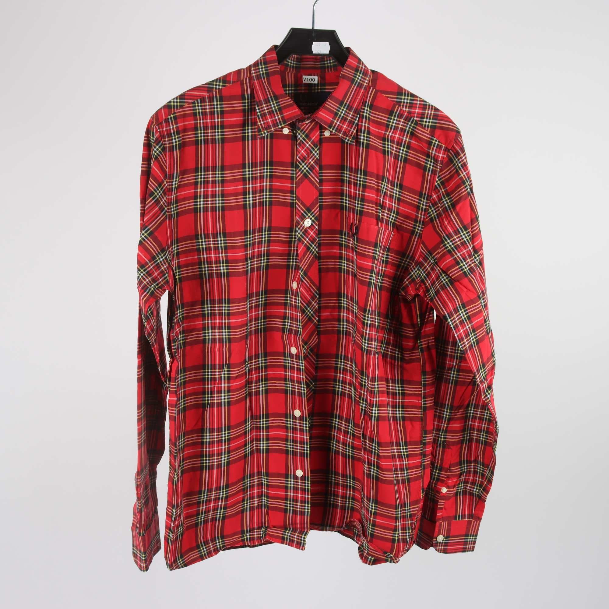 Skjorta, Fred Perry, rutig, röd, stl. M.