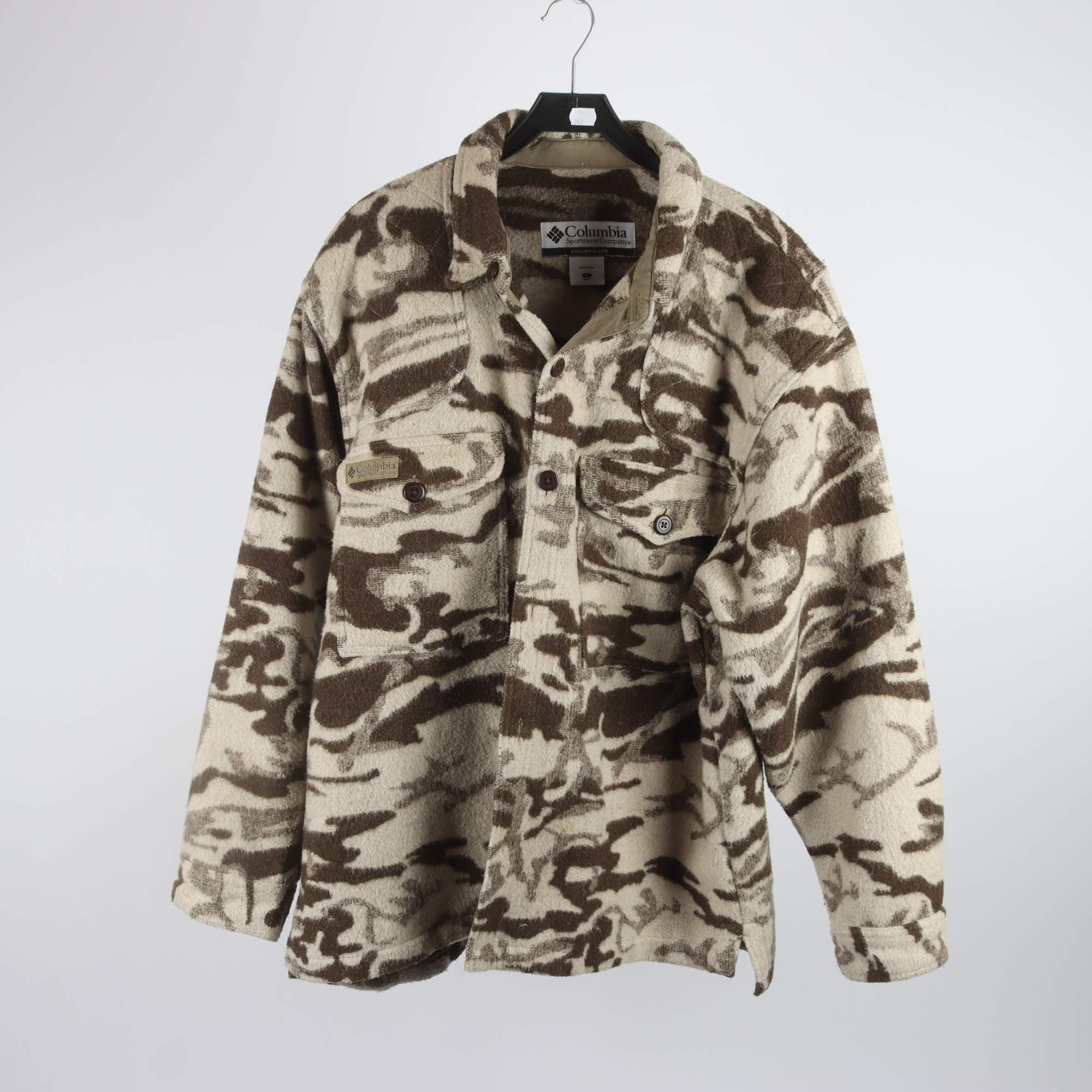 Kraftig skjorta, Columbia, beige, brun, ullmix, stl. L.