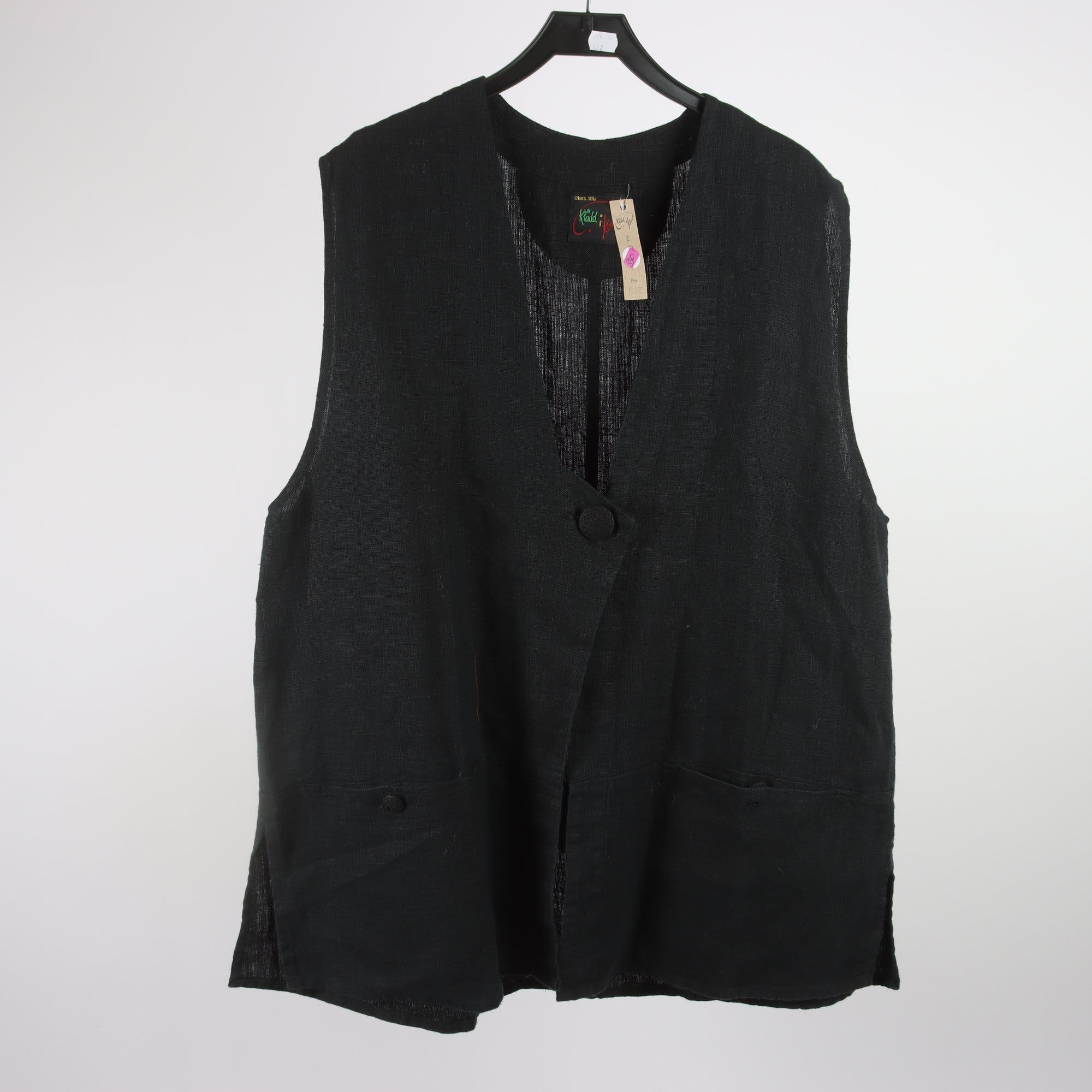 Väst, Olars Ulla, svart, 100% lin, stl. ca. XL/XXL.