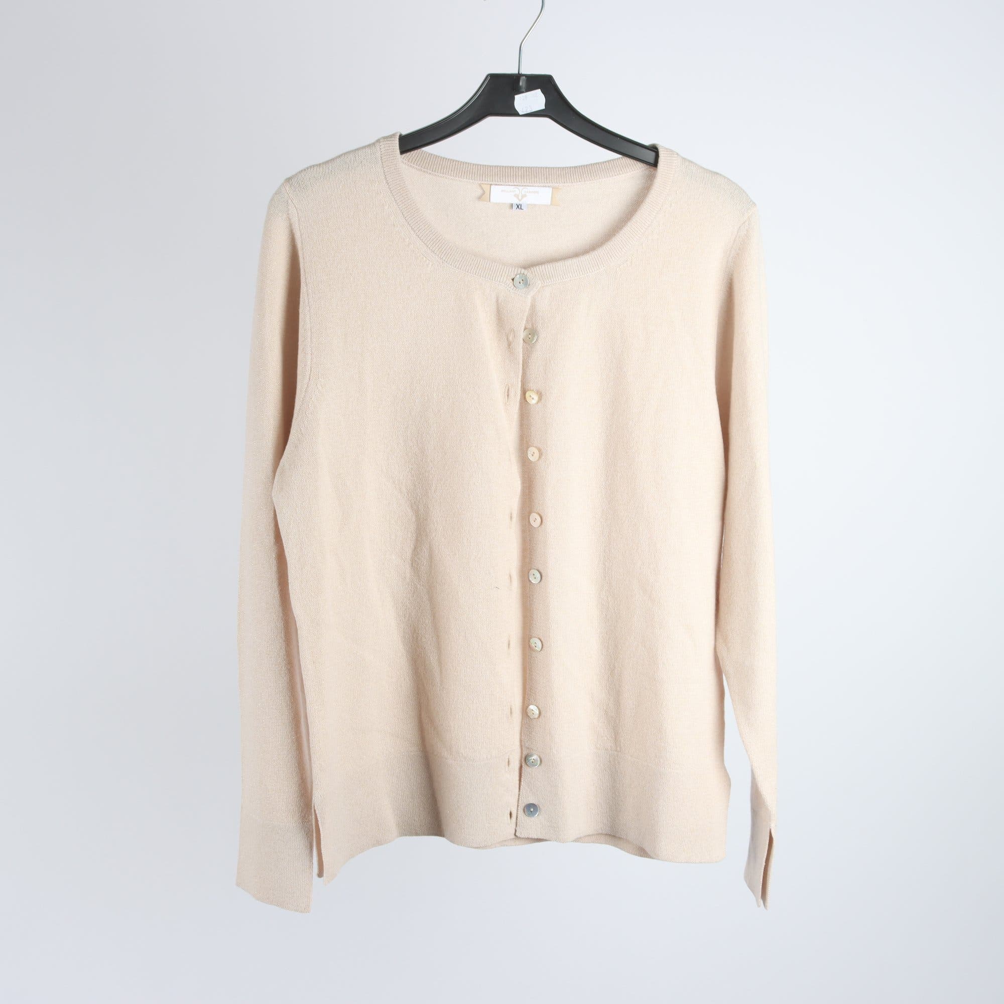 Kofta, Brilliant Cashmere, beige, glittrig, 100% cashmere, stl. XL.
