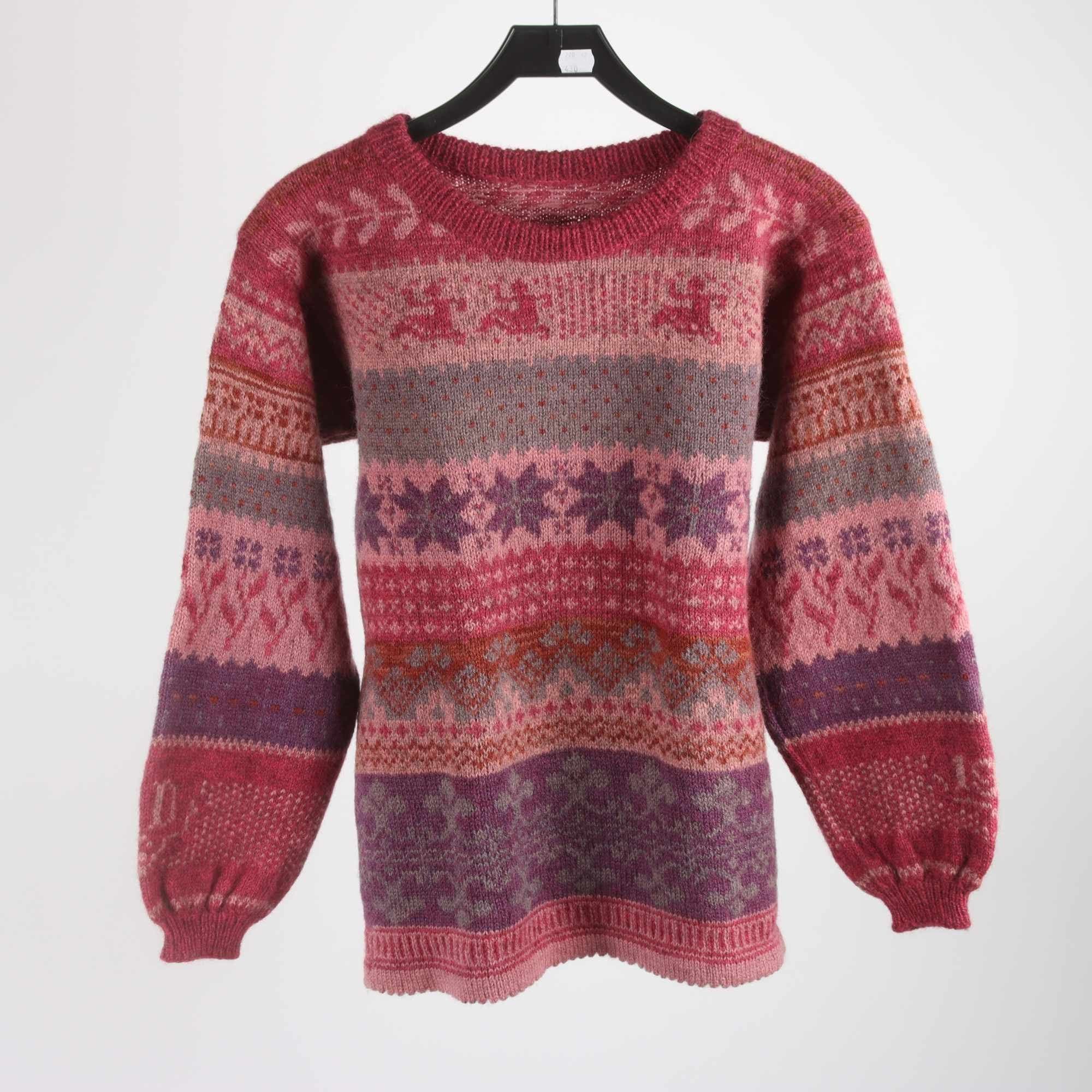 Tröja, Okänd, rosa, lila, ull, stl. ca. XS/S.