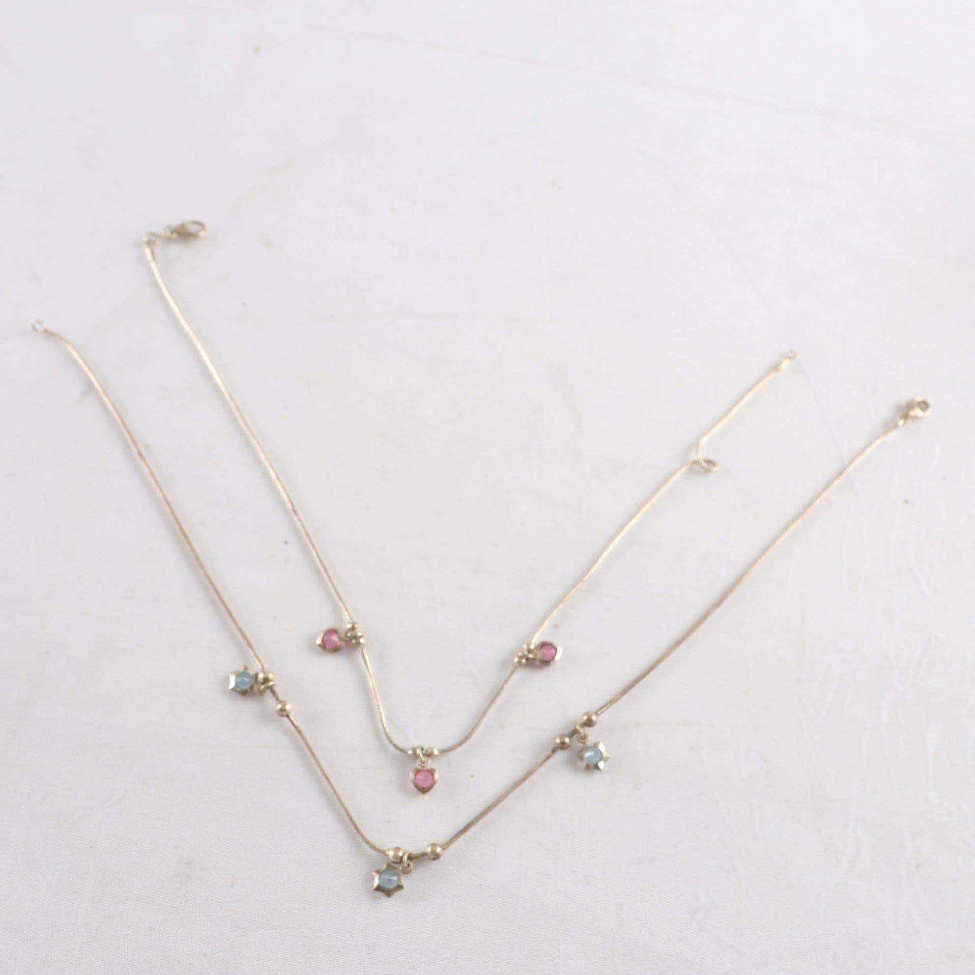 Halsband, silver 925, berlocker, glas