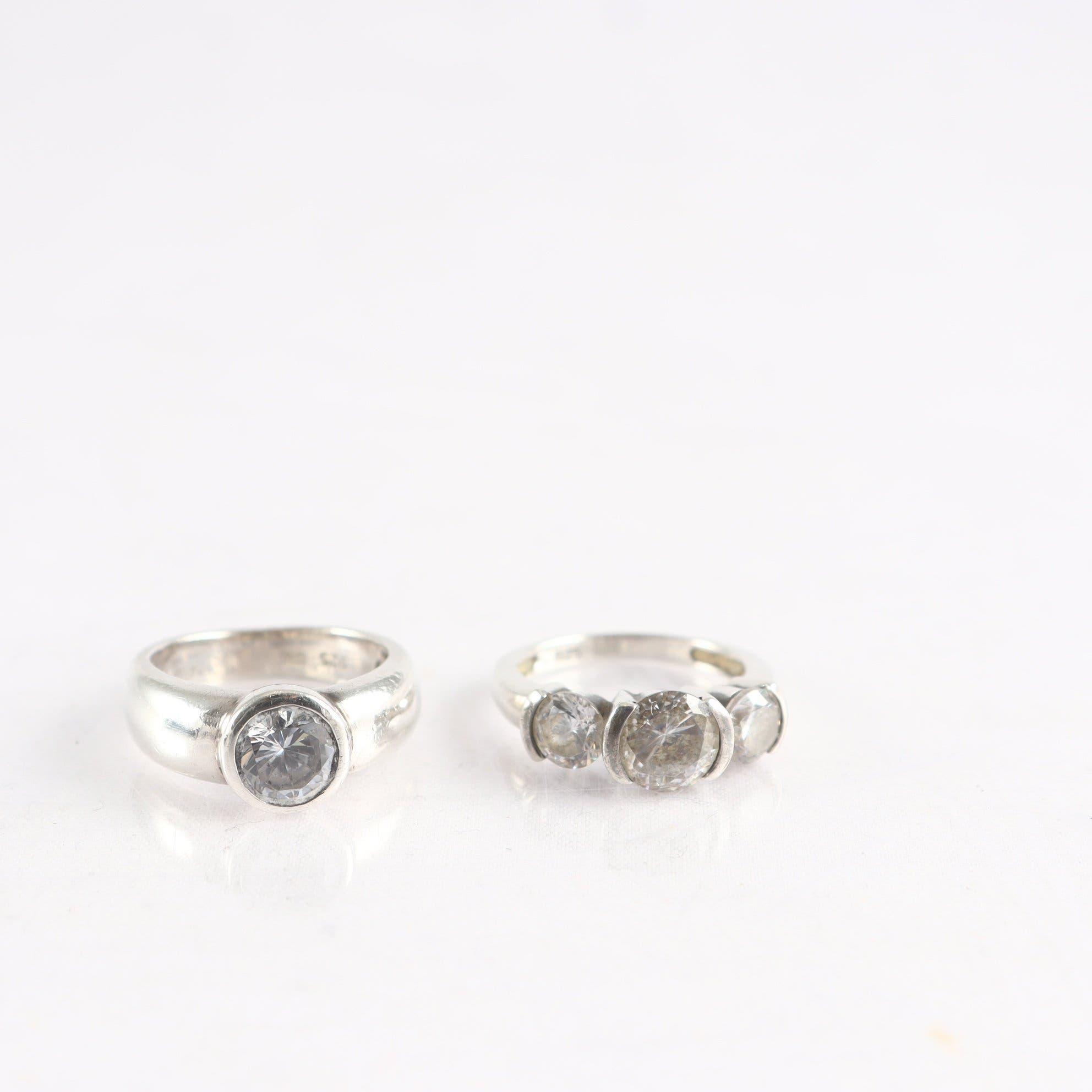Ringar, silver 925, slipade klara stenar
