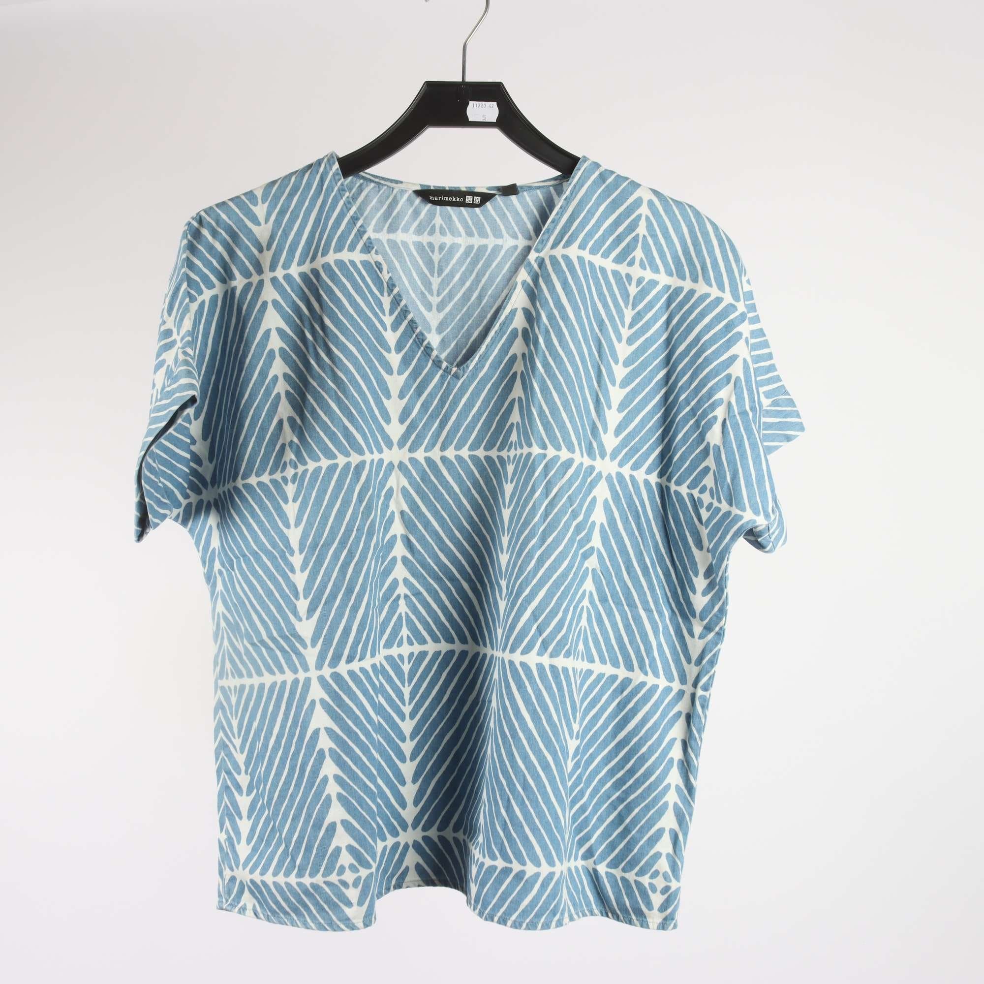 Blus, Marimekko x Uniqlo, blå, vit, mönstrad, stl. XS
