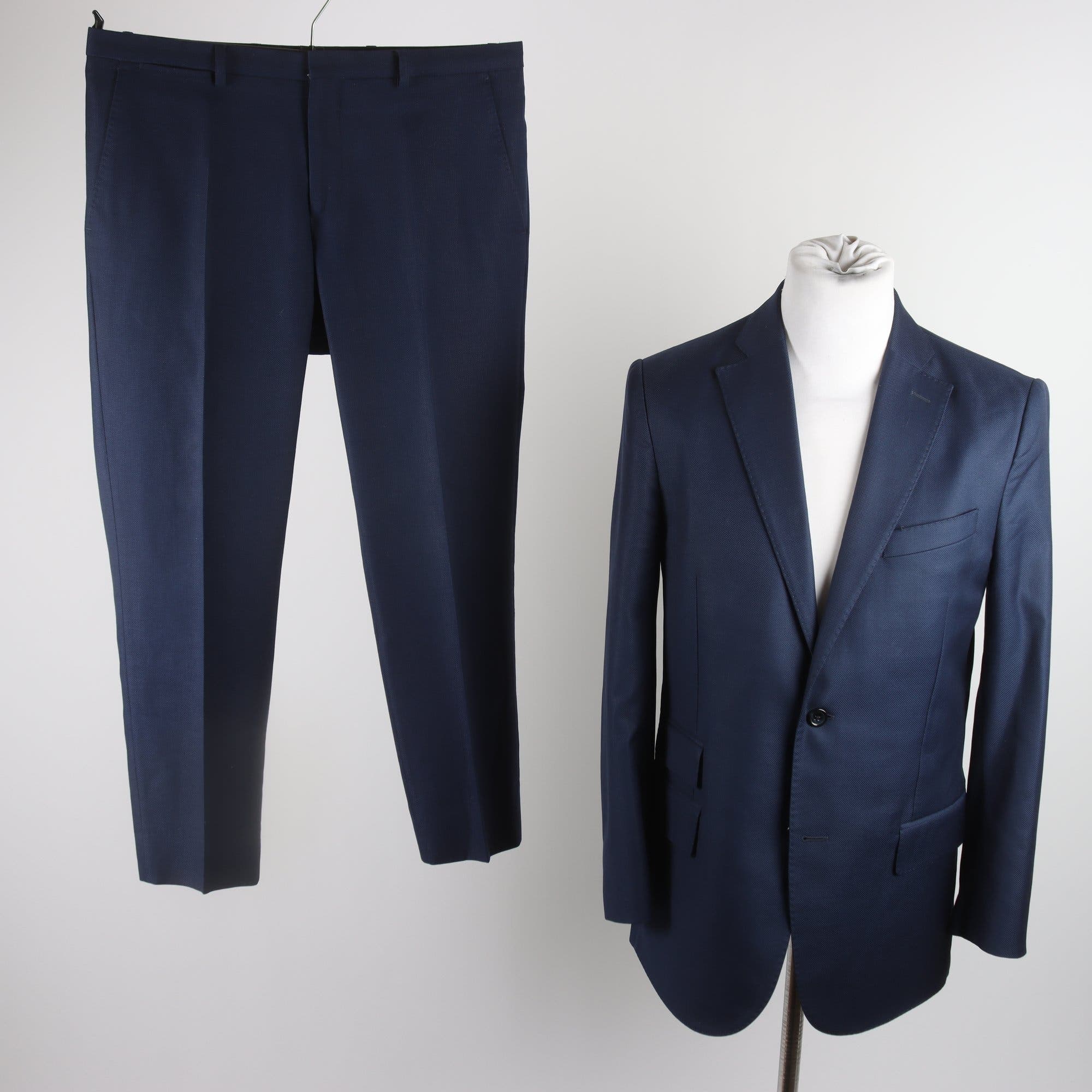 Kostym, J.Lindeberg, blå, 100% ull, stl. 50R