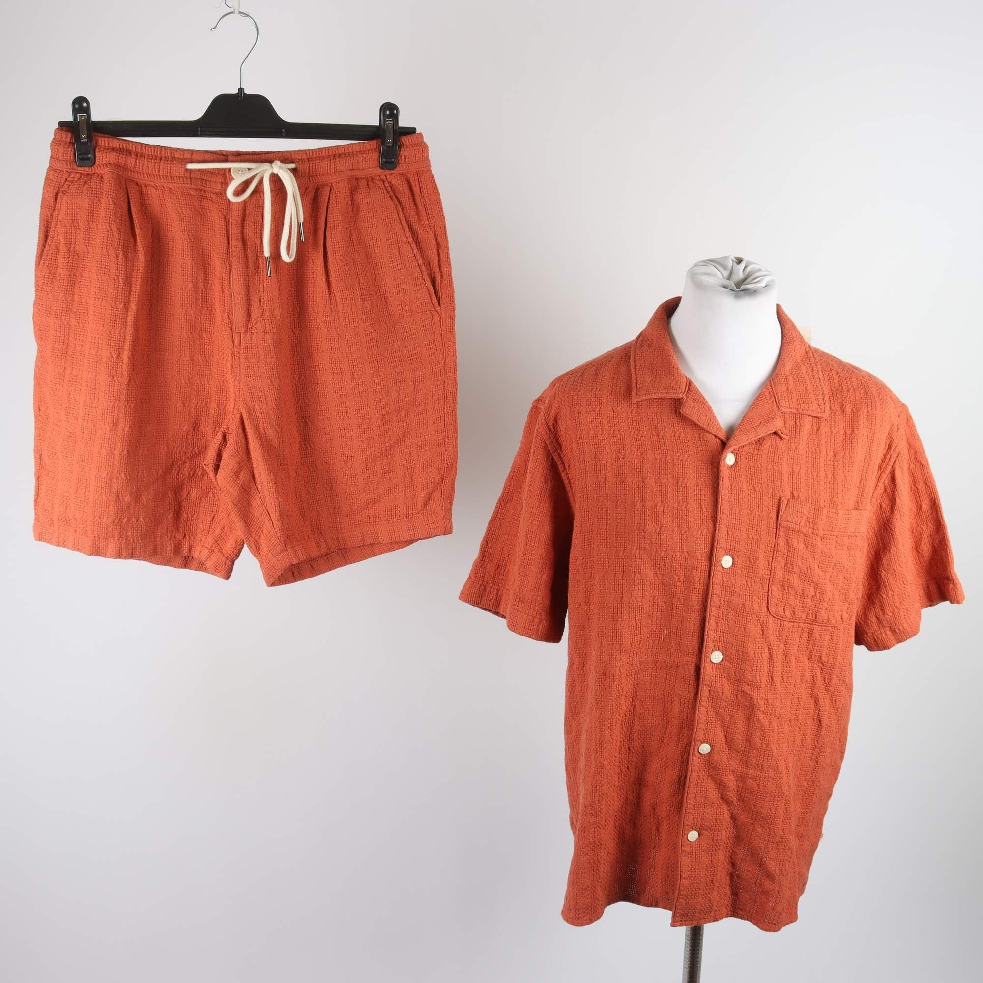 Shorts och Skjorta, KnowledgeCotton Apparel, roströd, stl. L.