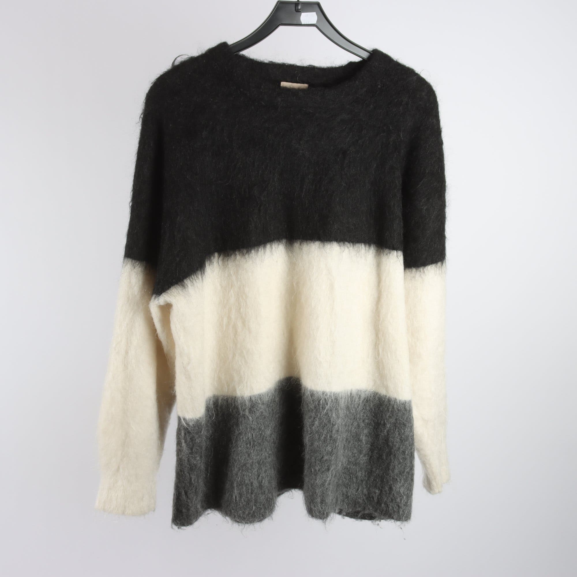 Tröja, H&M, ull, mohair, svart, vit, grå, stl. M.