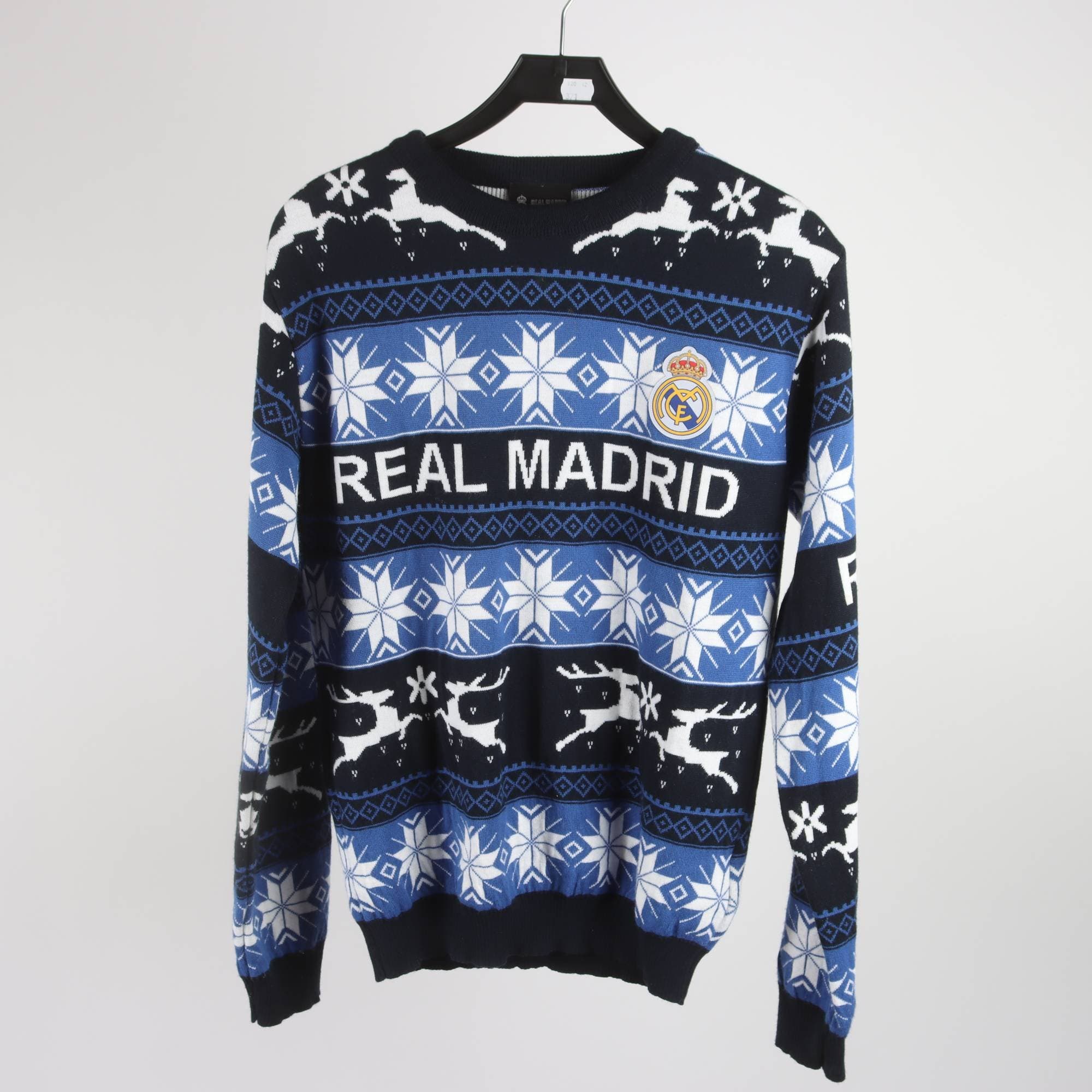 Jultröja, Real Madrid, blå, mönstrad, stl. M.