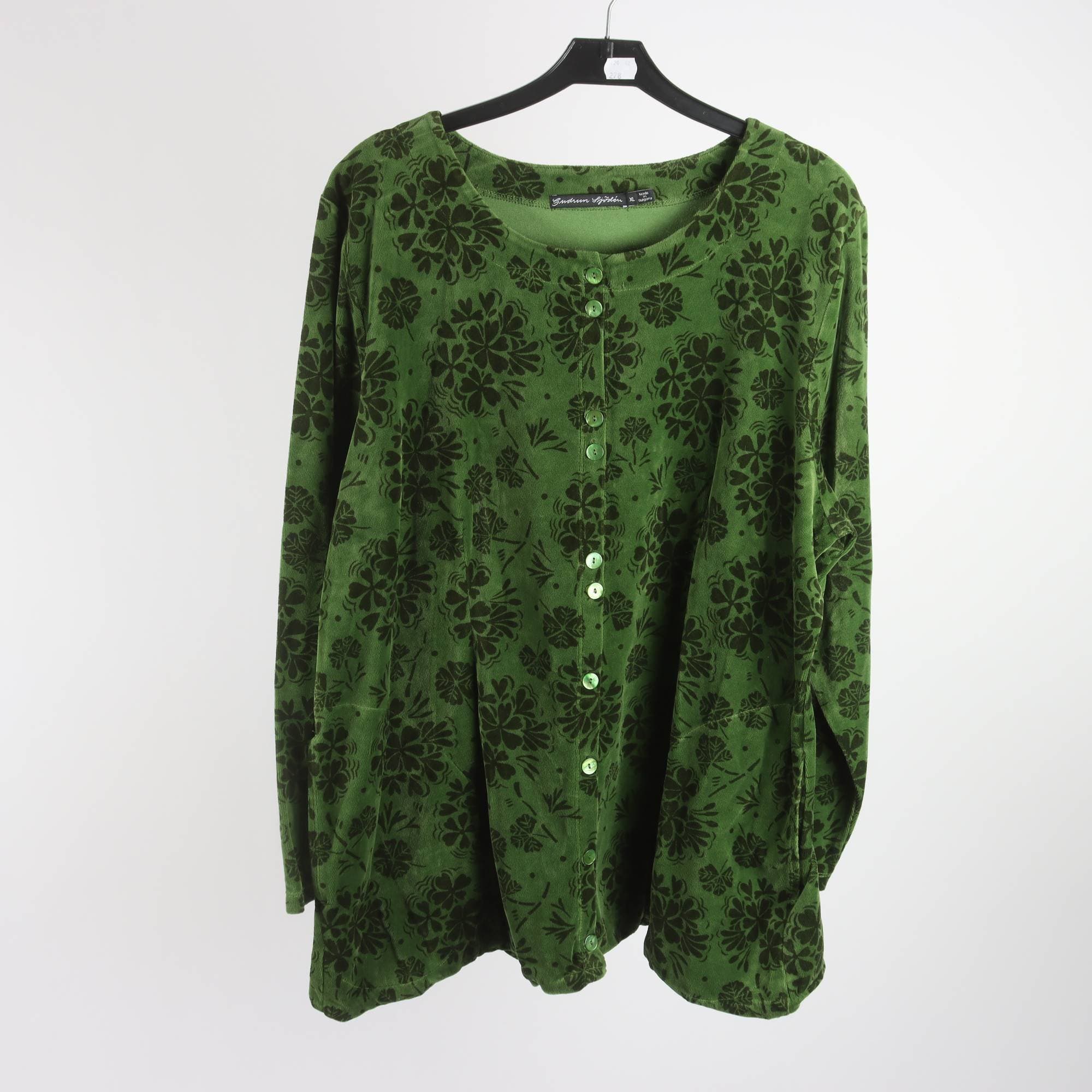 Kofta, Gudrun Sjödén, grön, velour, stl. XL.