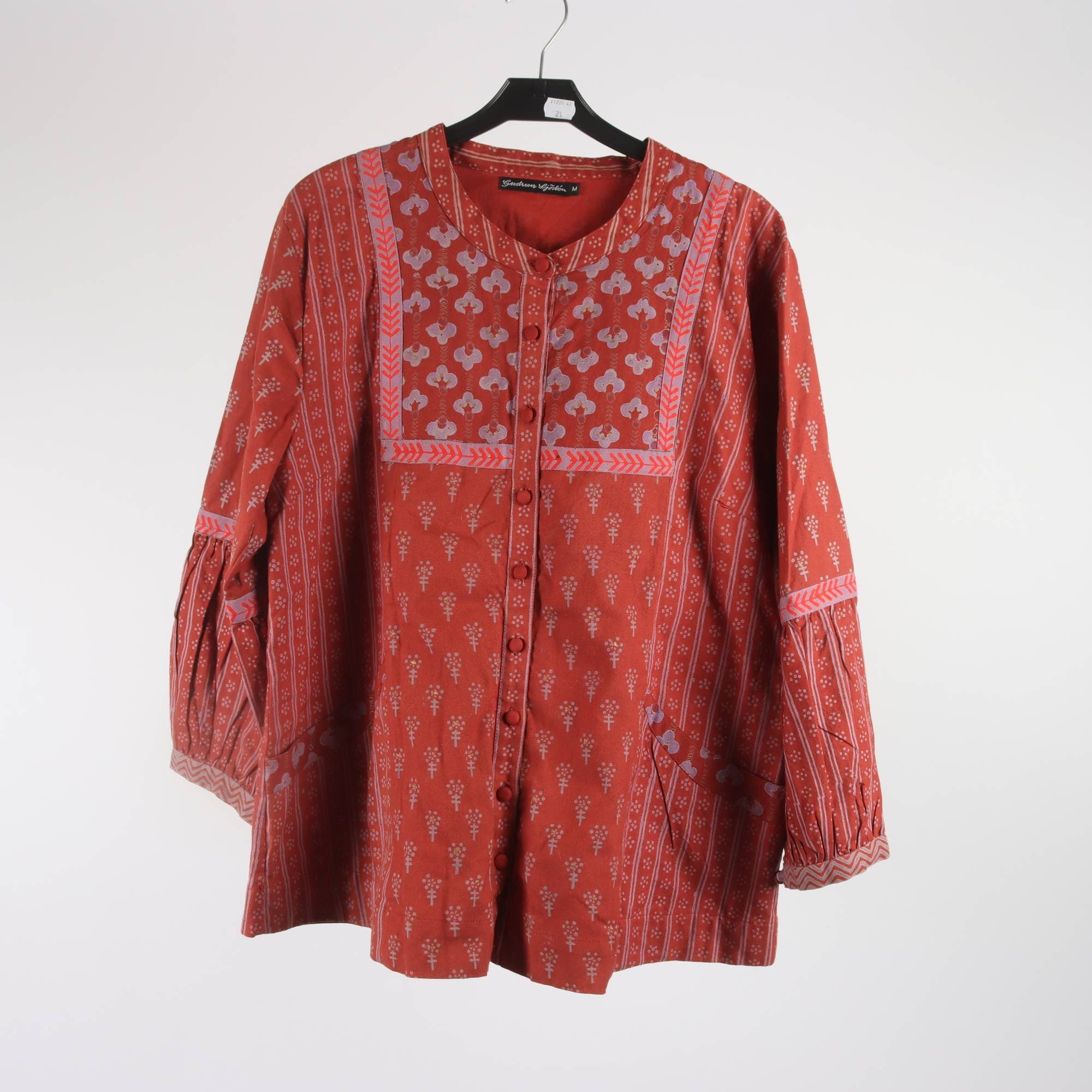 Blus, Gudrun Sjödén, vinröd, mönstrad, stl. M