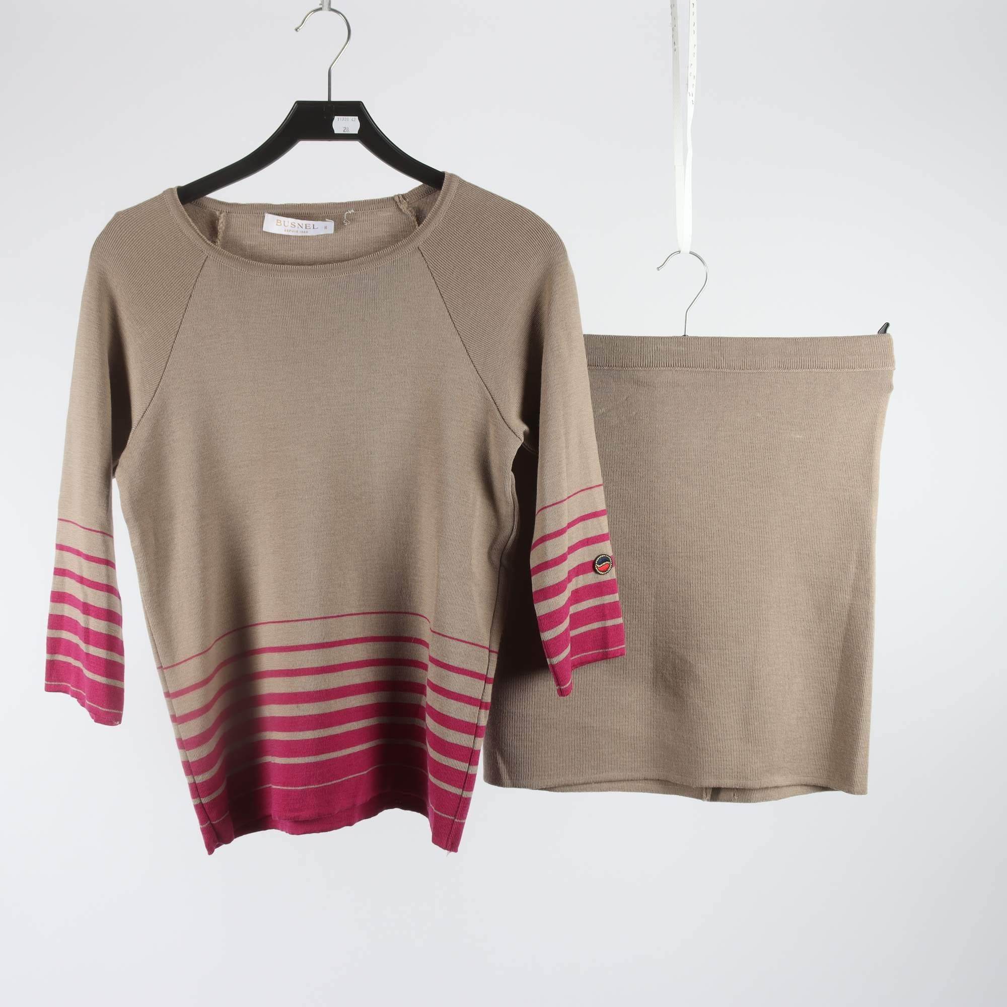 2-delat set, Busnel, beige, 100% merinoull. stl. tröja 36, kjol 34
