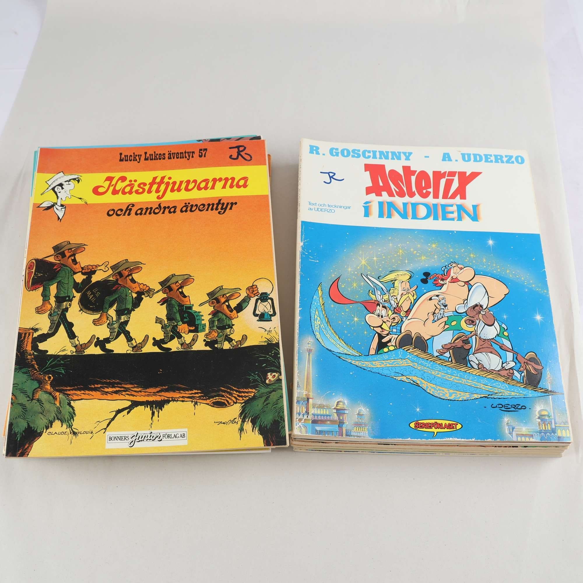 Serietidningar, Lucky Luke 9 st, Asterix, 8 st.