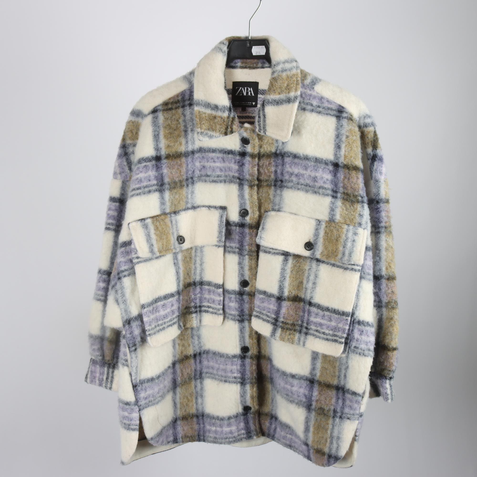Skjortjacka, Zara, flerfärgad, rutig, stl. M/L
