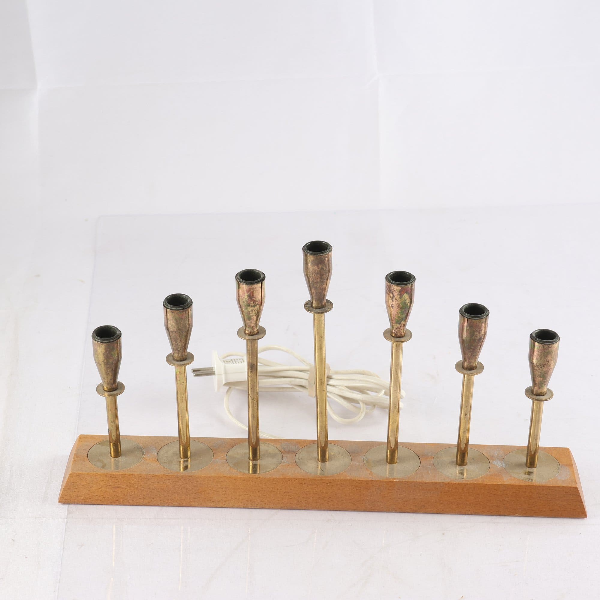 Adventsljusstake, teak & mässing, 2061, Osram