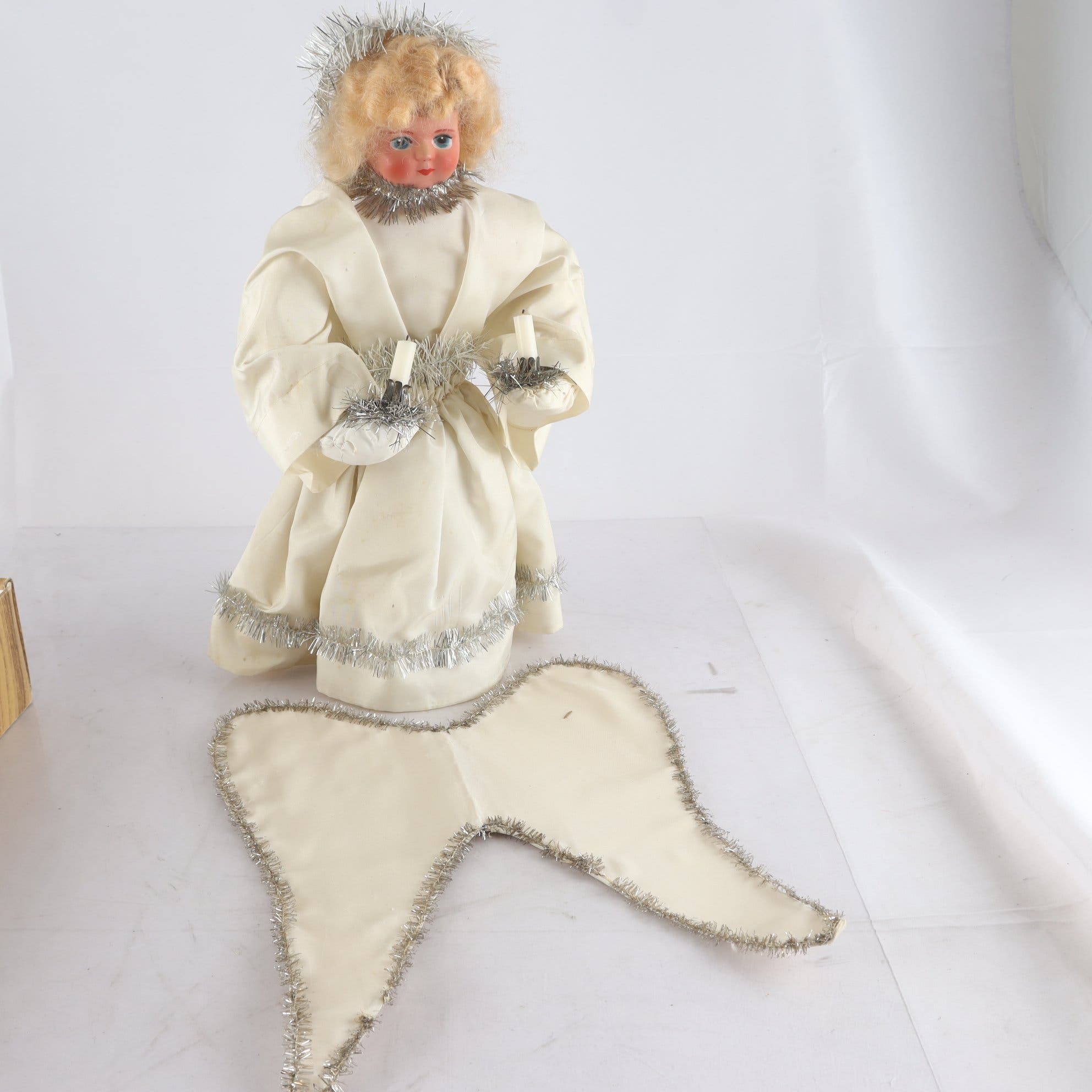 Figurin, tärna/ängel med ljushållare, vintage