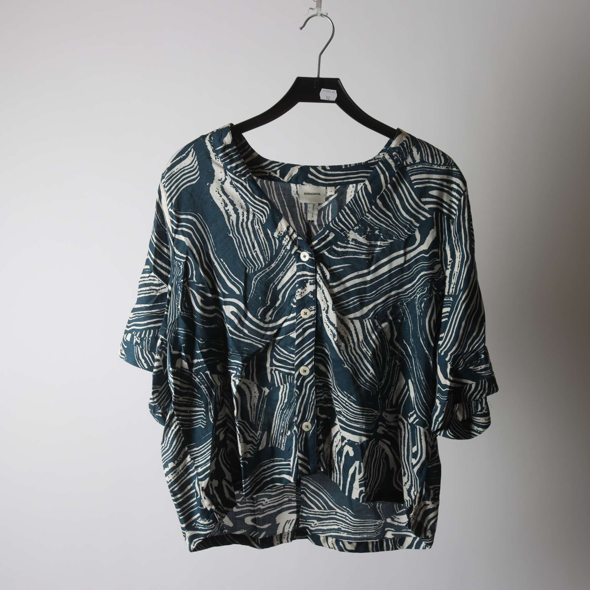 Blus, Dedicated, offwhite, blå, mönstrad, stl. L