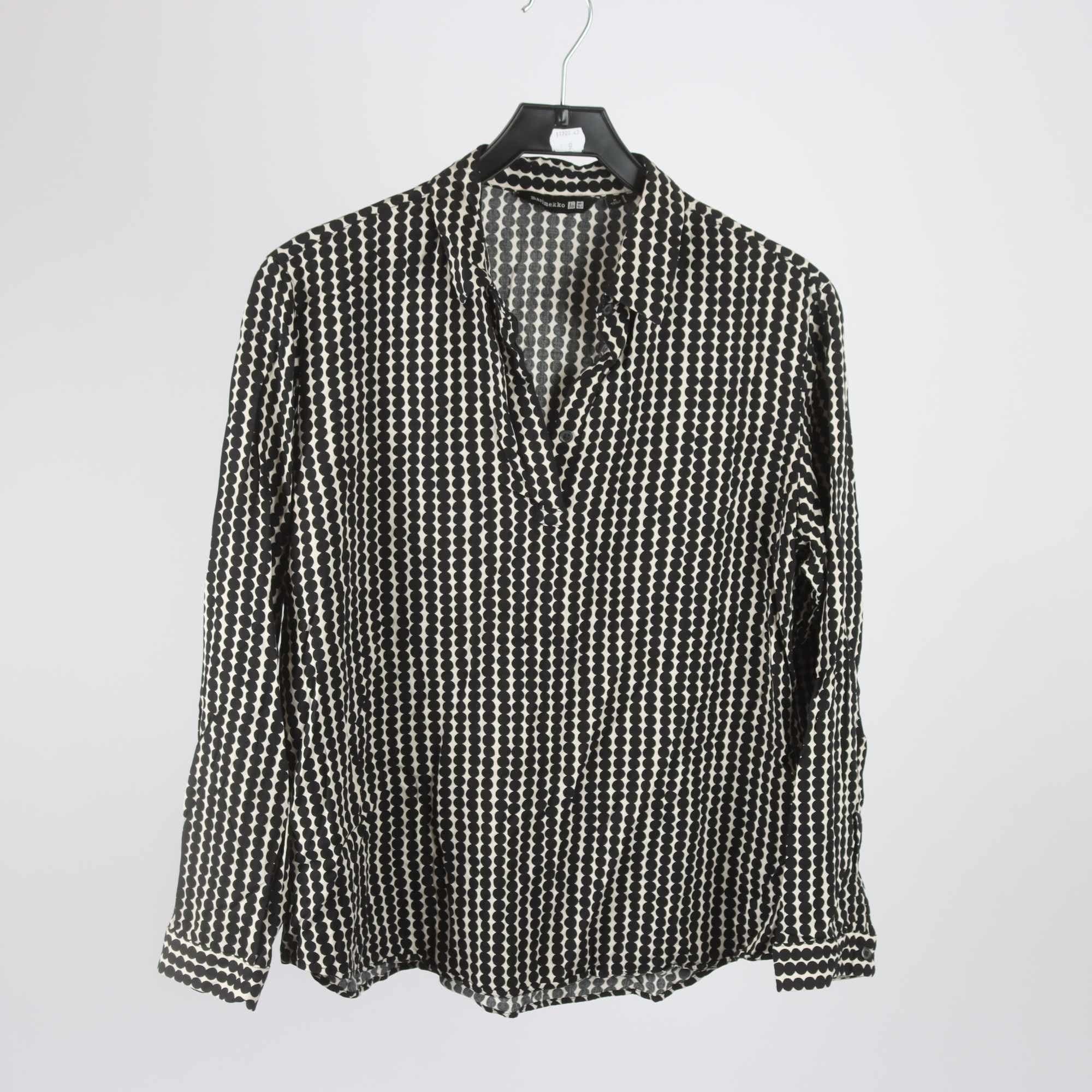 Blus, Marimekko x Uniqlo, svart, vit, mönstrad, stl. M