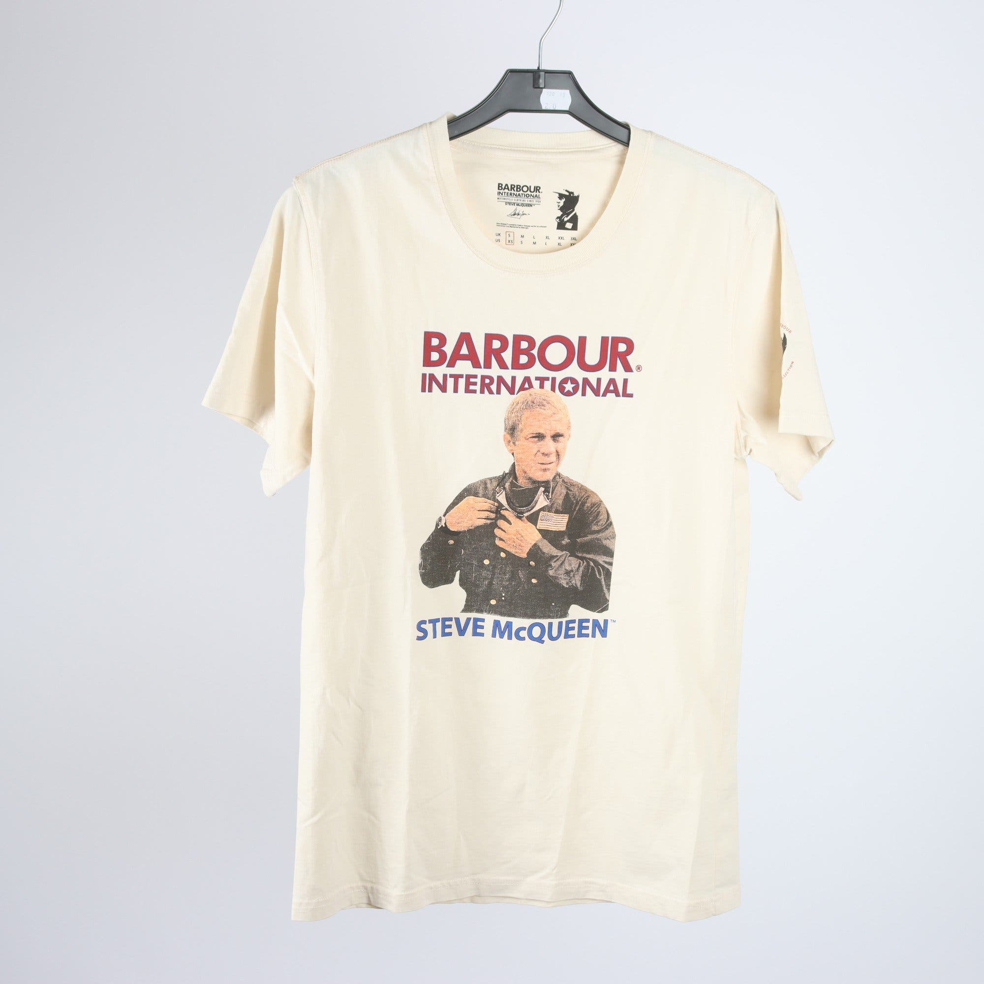T-shirt, Barbour, beige, mönstrad, stl. S.