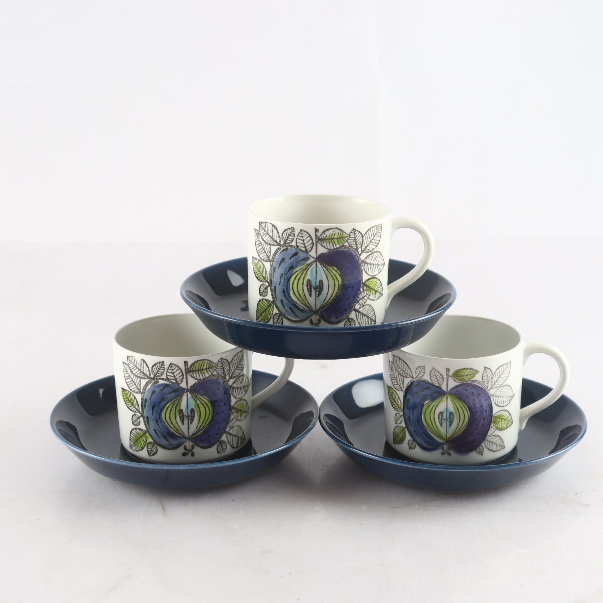 Kaffekopp m fat, ”Eden”, Rörstrand, 3 st