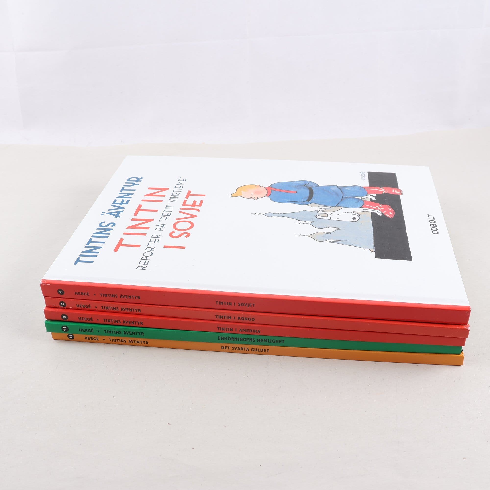 Tintins äventyr, bokpaket med 5 inbundna album