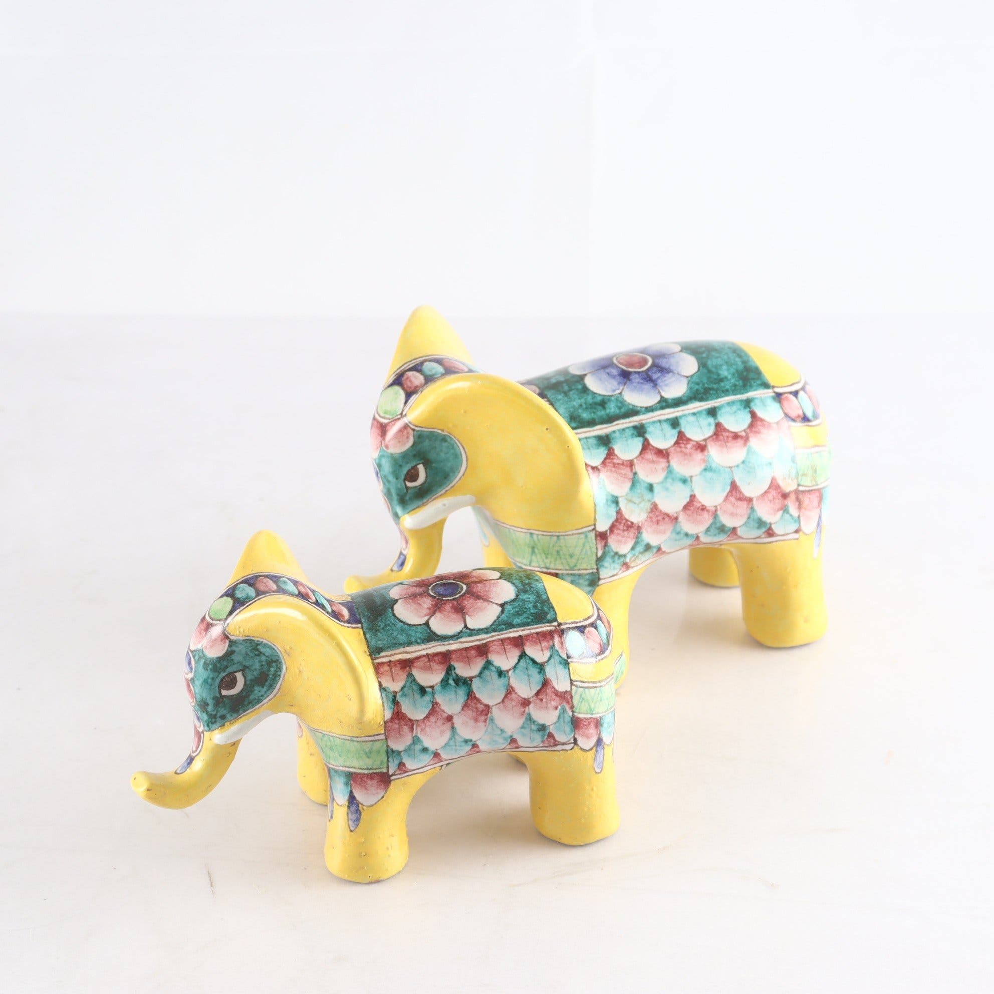 Skulptur, keramik, elefant, G. Piombanti, Italien, 2 st. Samfraktas ej.
