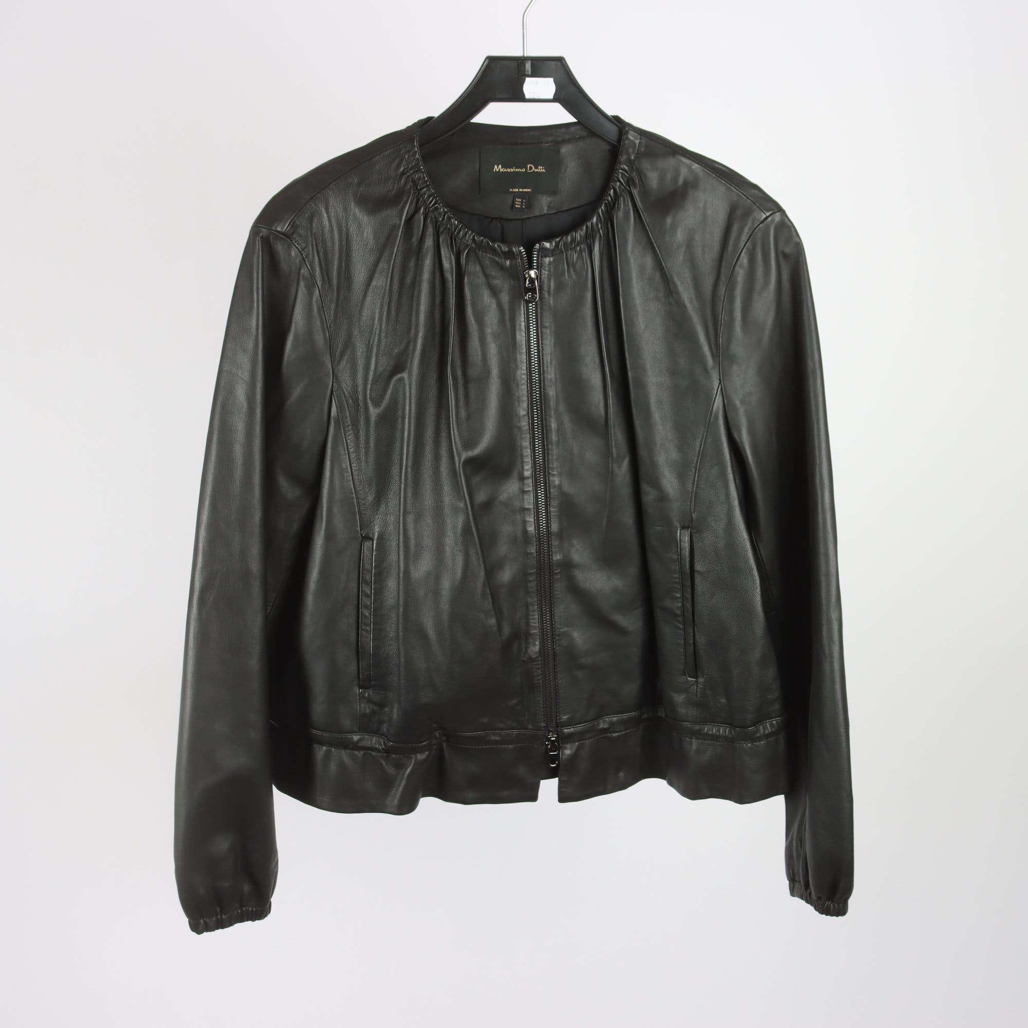Skinnjacka, Massimo Dutti, svart, stl. L.
